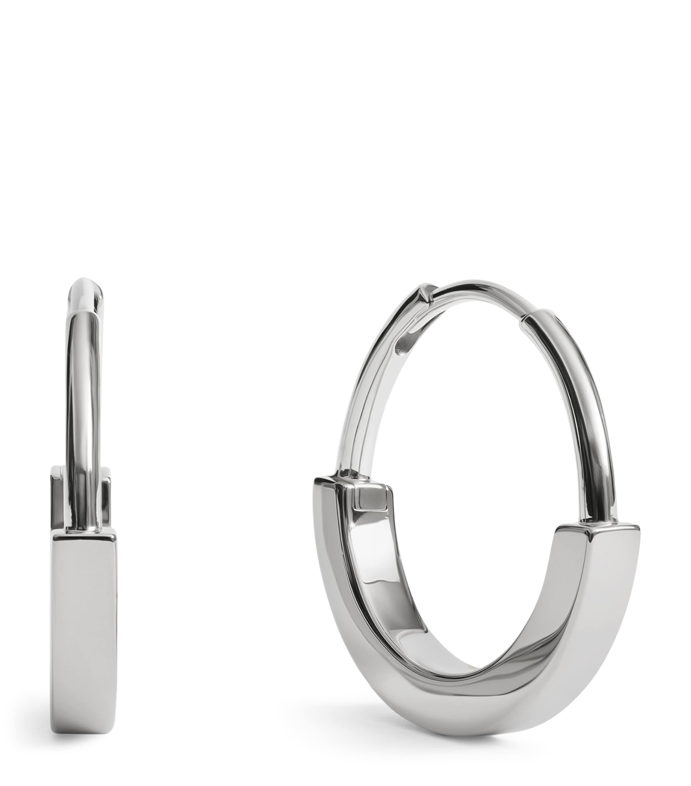 Monica Vinader Small Sterling Silver Linear Hoop Earrings Silver