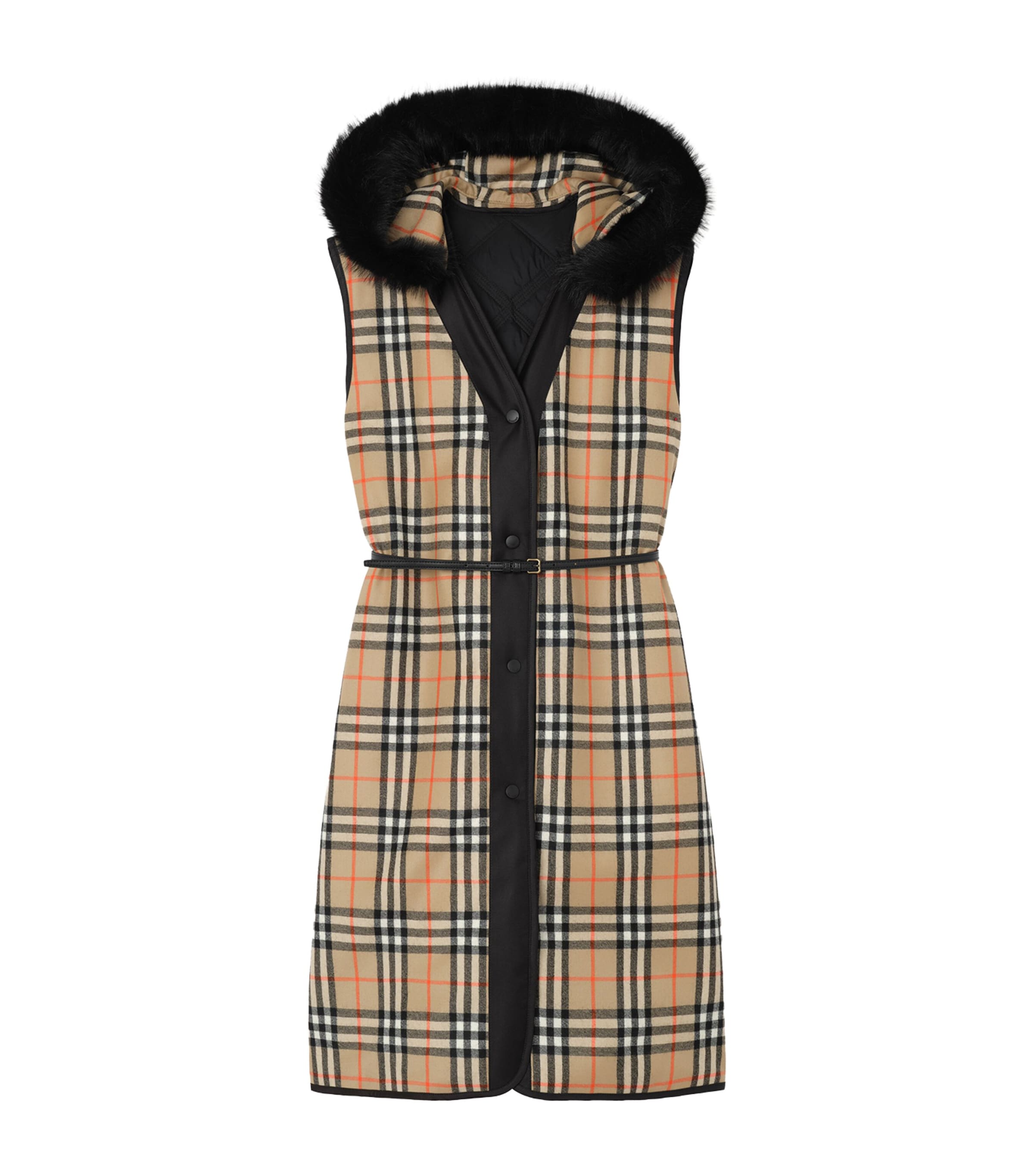 Burberry Womens Reversible Check Gilet Sand Ip Check