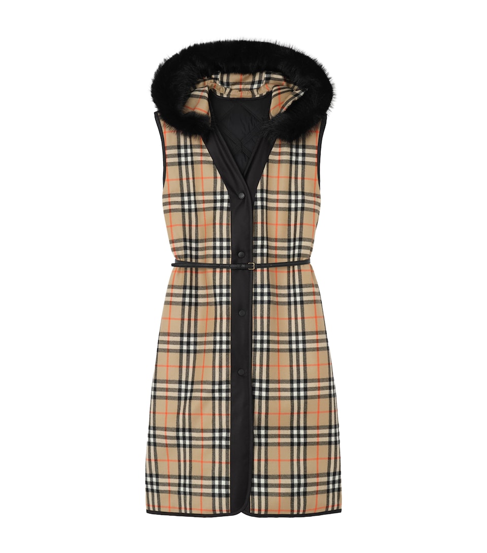 Burberry Womens Reversible Check Gilet Sand Ip Check