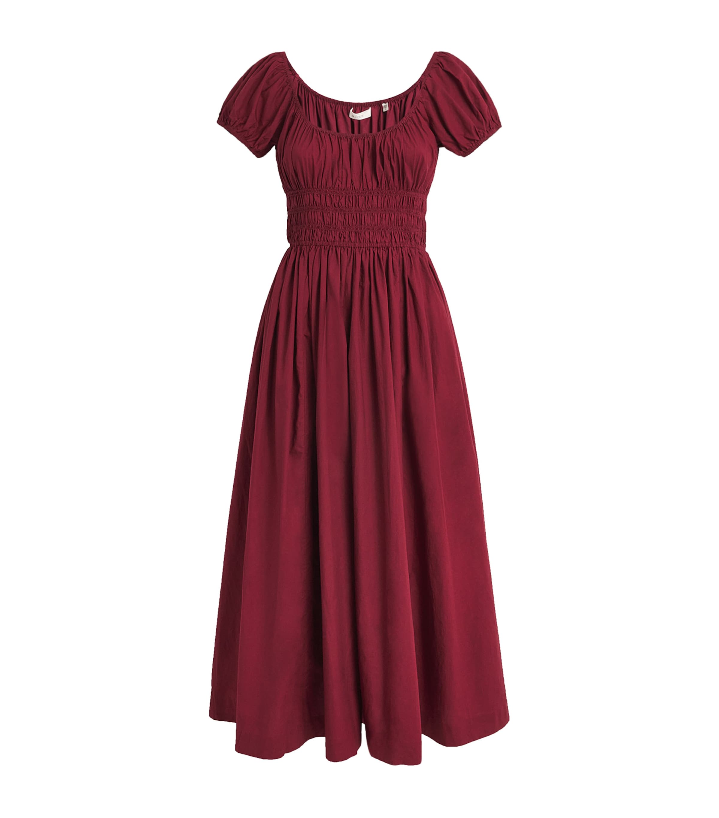 DÔEN Womens Organic Cotton Quinley Midi Dress Deep Ruby