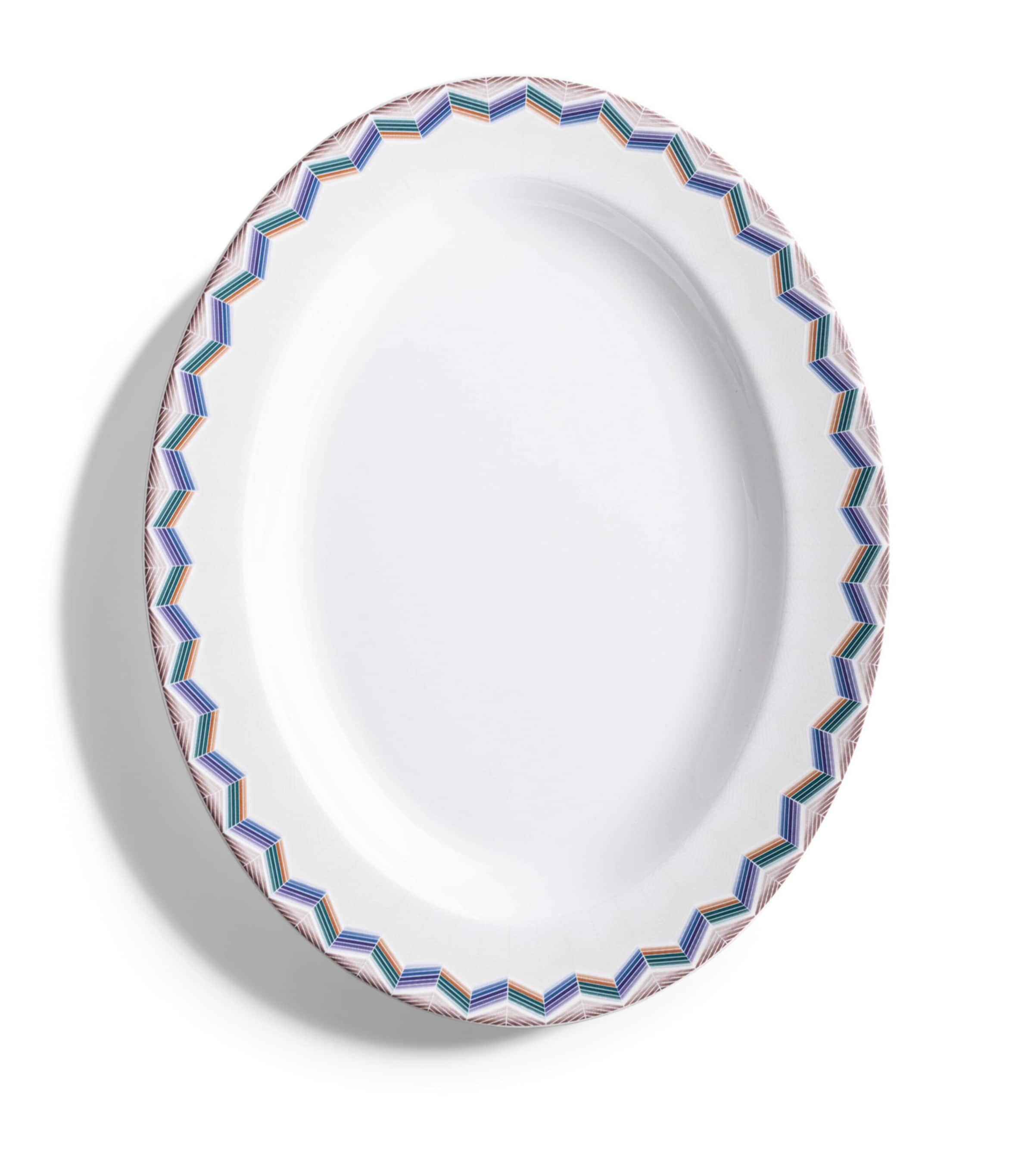 Porcelain Zigzag Jarris 148 Oval Plate (36cm)