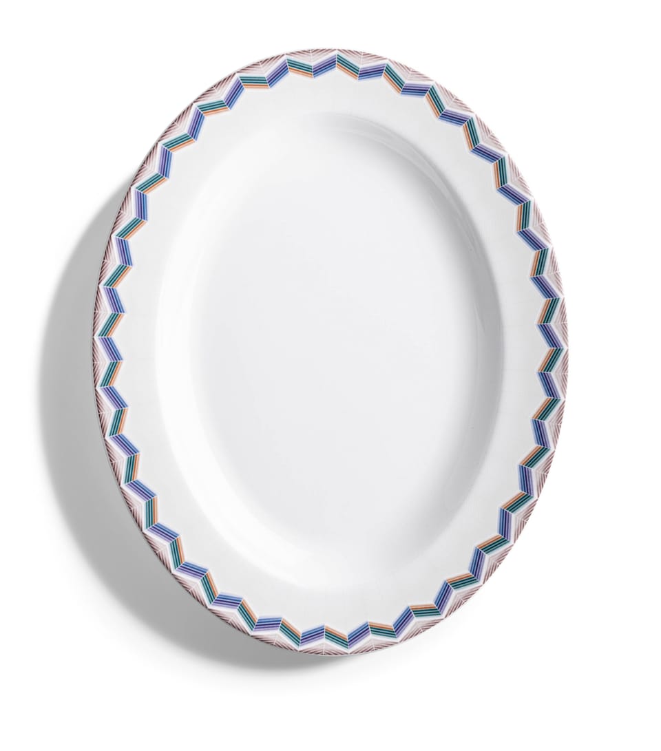 Porcelain Zigzag Jarris 148 Oval Plate (36cm)