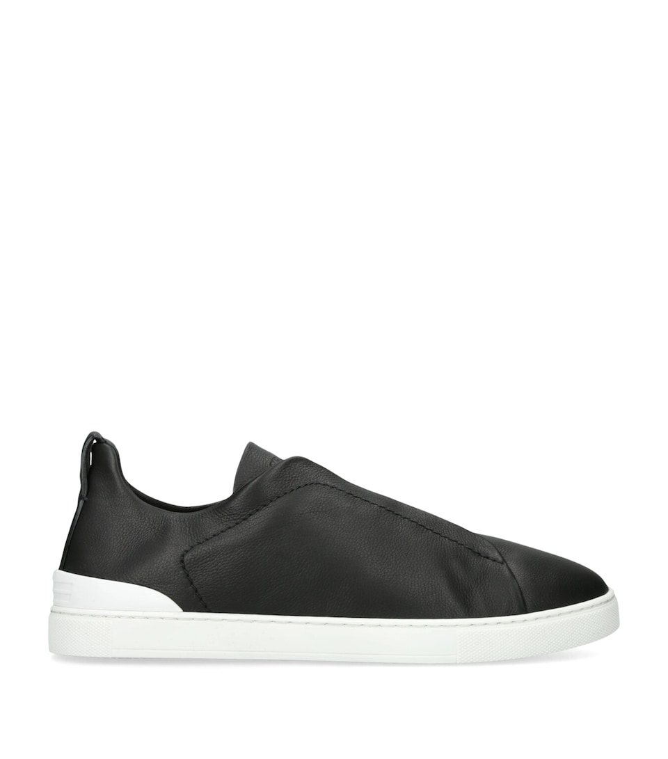 Zegna Shearling Triple Stitch SECONDSKIN Sneakers Black