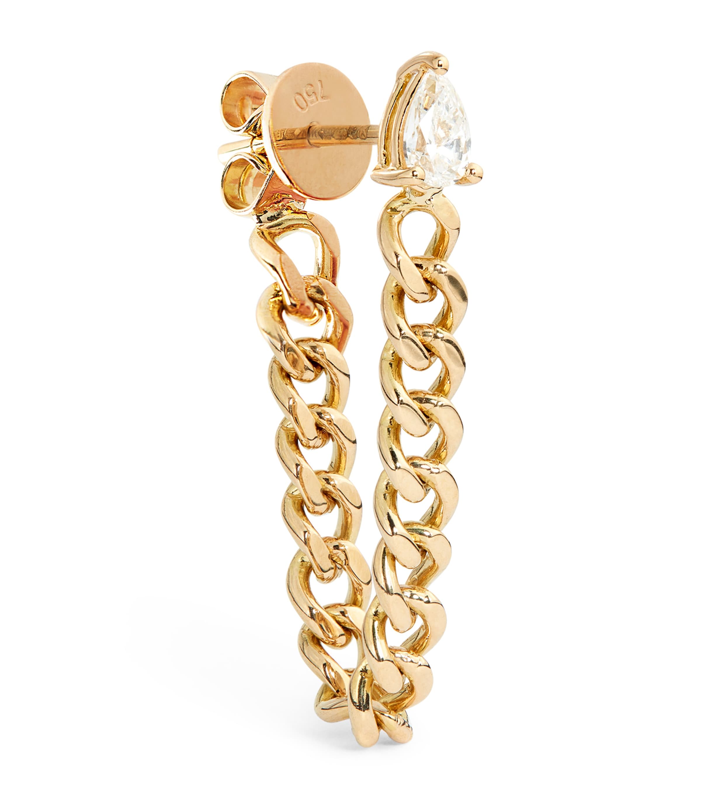 Yellow Gold and Diamond Cuban Chain Single Earring