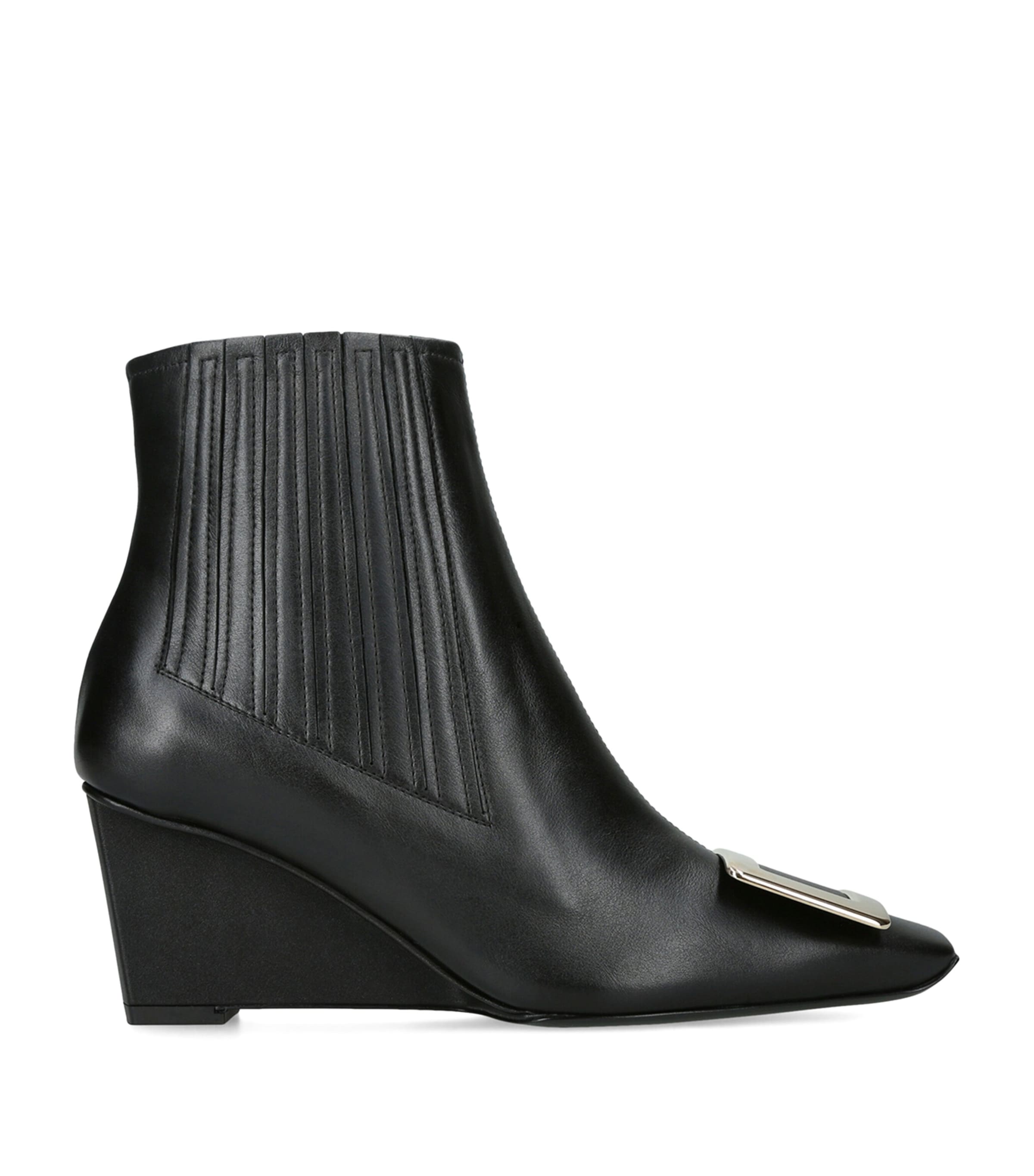 Roger Vivier Leather Belle Vivier Ankle Boots 60 Black