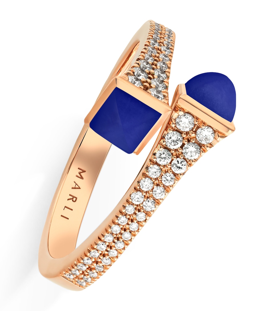 MARLI New York Rose Gold, Diamond and Lapis Lazuli Cleo Ring Rose Gold