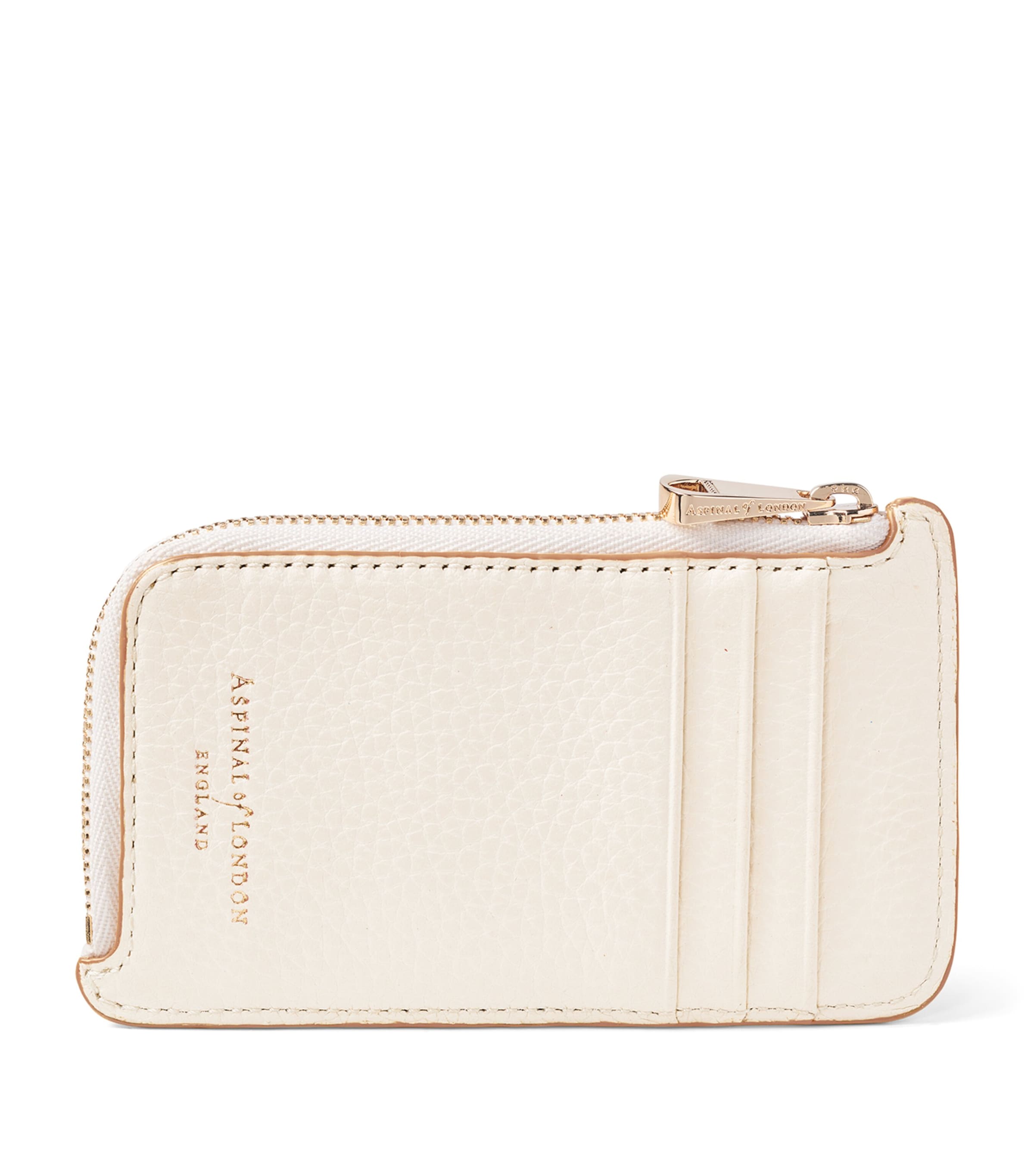 Aspinal Of London Leather Zipped Coin and Card Holder Ivory