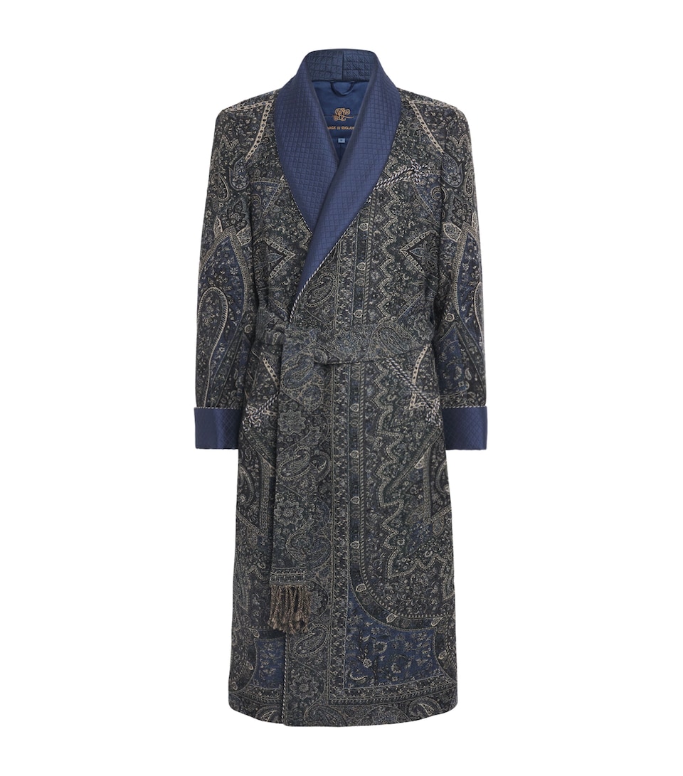 Daniel Hanson Mens Wool Paisley Robe Blue