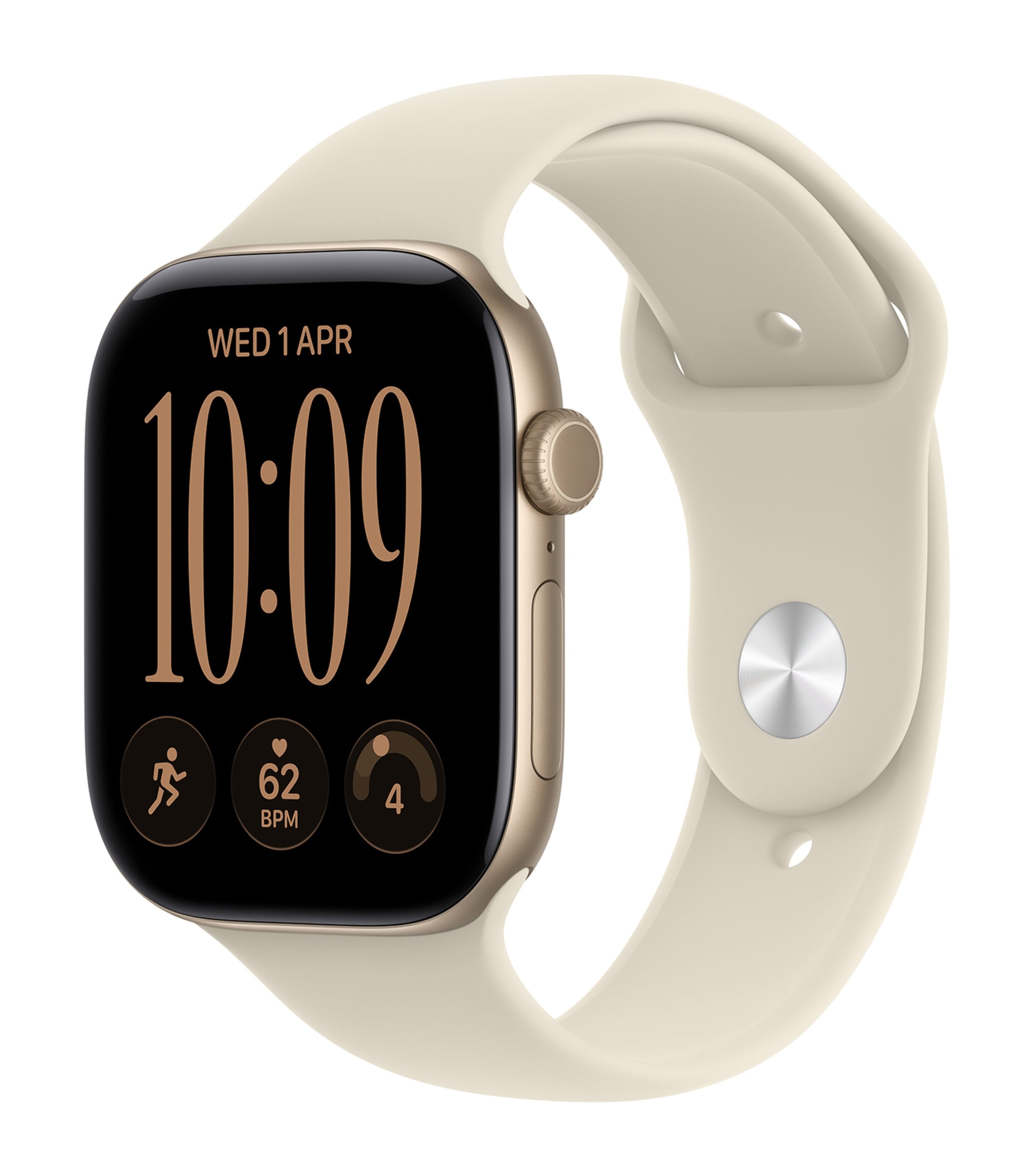 Apple Apple Watch Series 12 GPS – Light Gold Aluminium with Sand Sport Band, 46mm, Medium/Large Light Gold