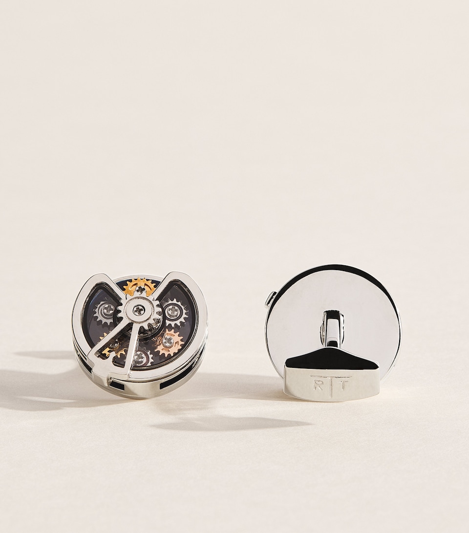 Tateossian Timone Gear Cufflinks Navy