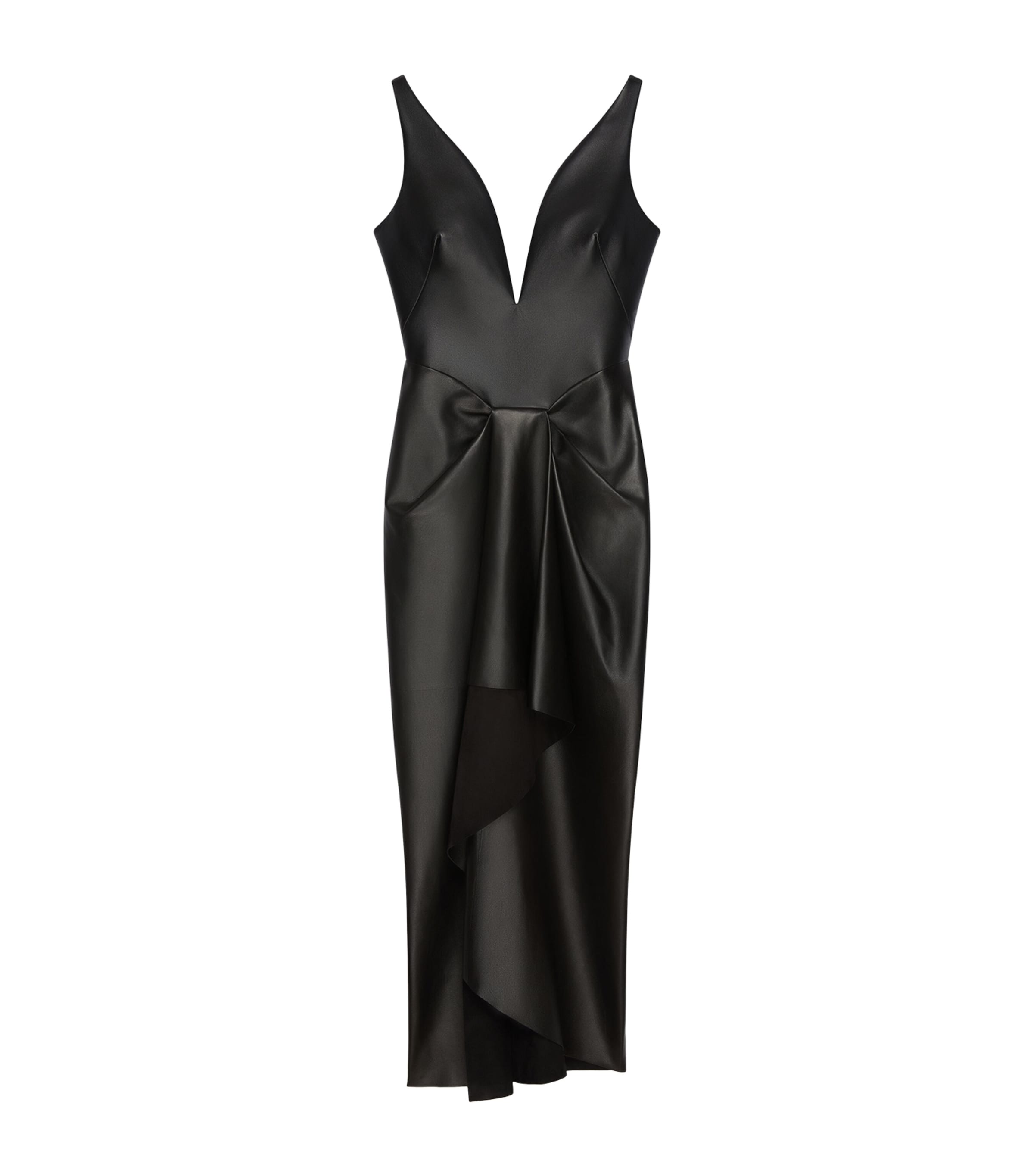 Givenchy Womens Lambskin Gathered Maxi Dress Black