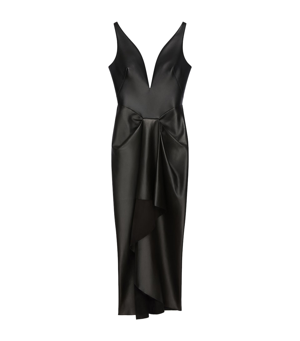 Givenchy Womens Lambskin Gathered Maxi Dress Black
