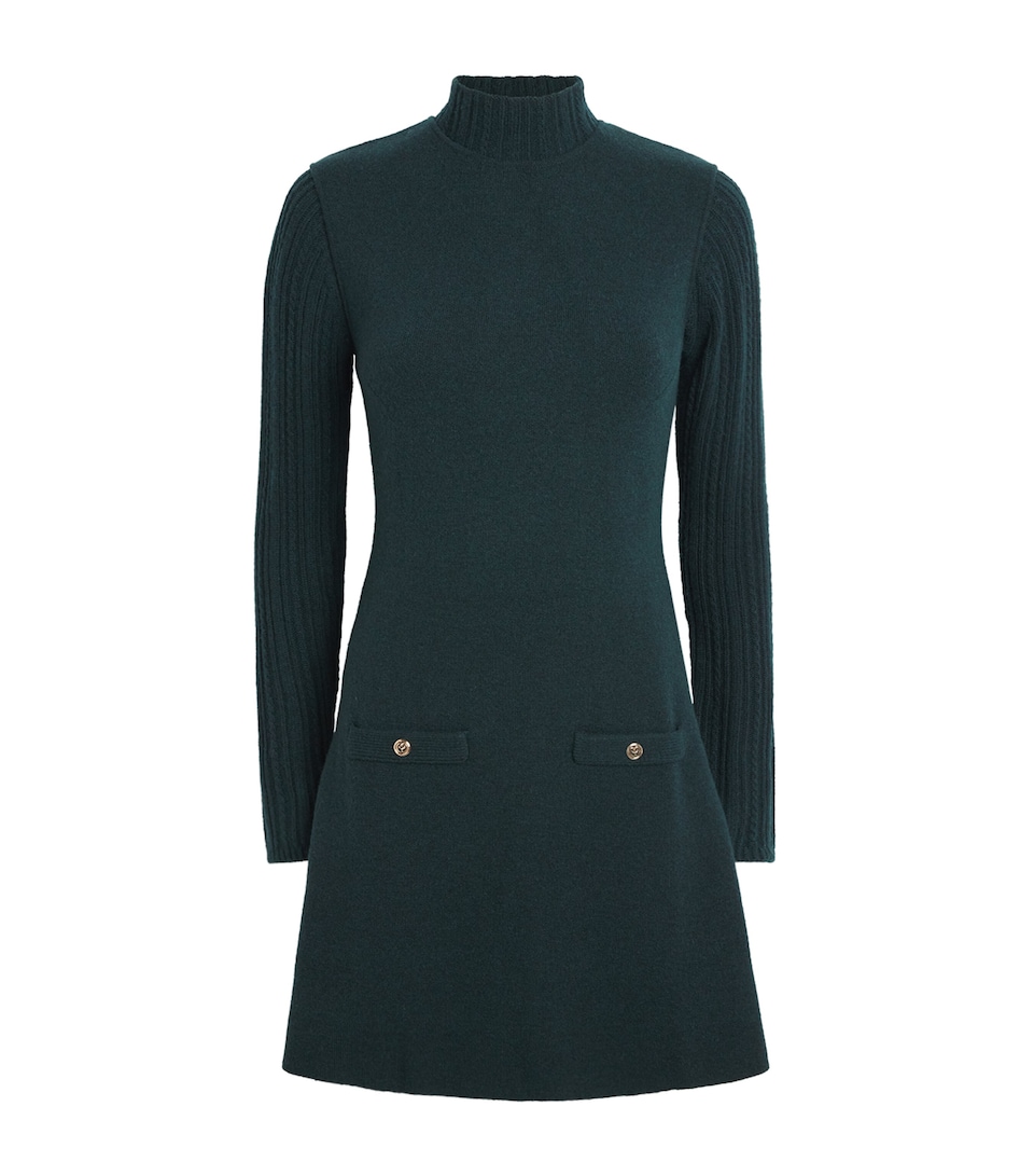 Maje Womens Knit Mini Dress and Sweater Bottle Green