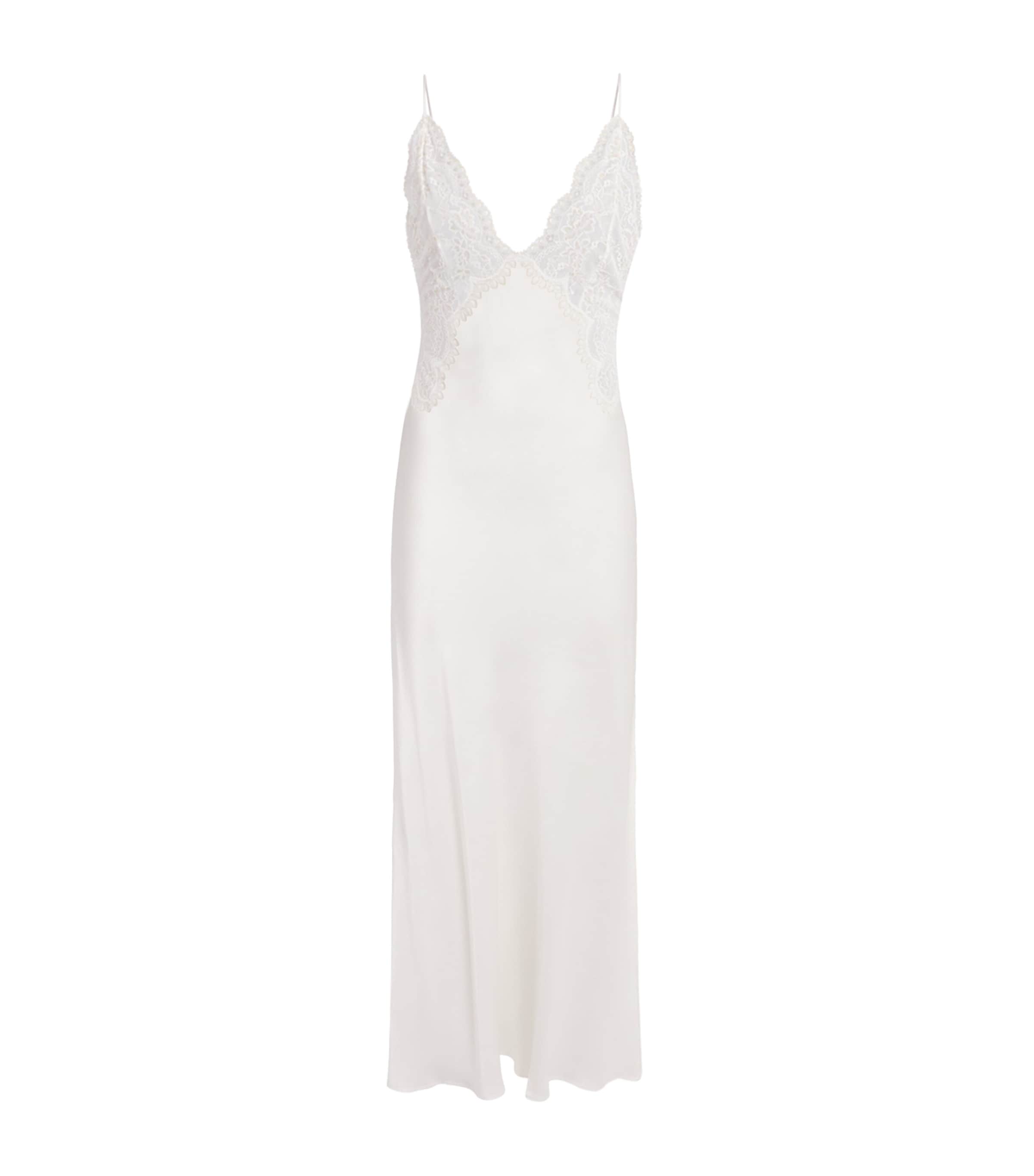 Bocan Womens Satin-Lace Sera Nightdress Off White