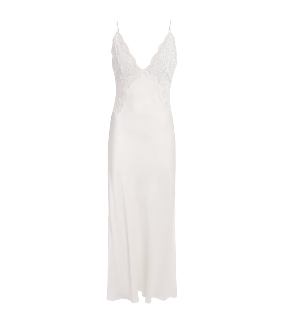 Bocan Womens Satin-Lace Sera Nightdress Off White
