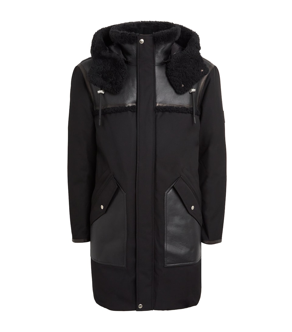 Mackage Mens Shearling-Trim Down Bear Coat Black Black