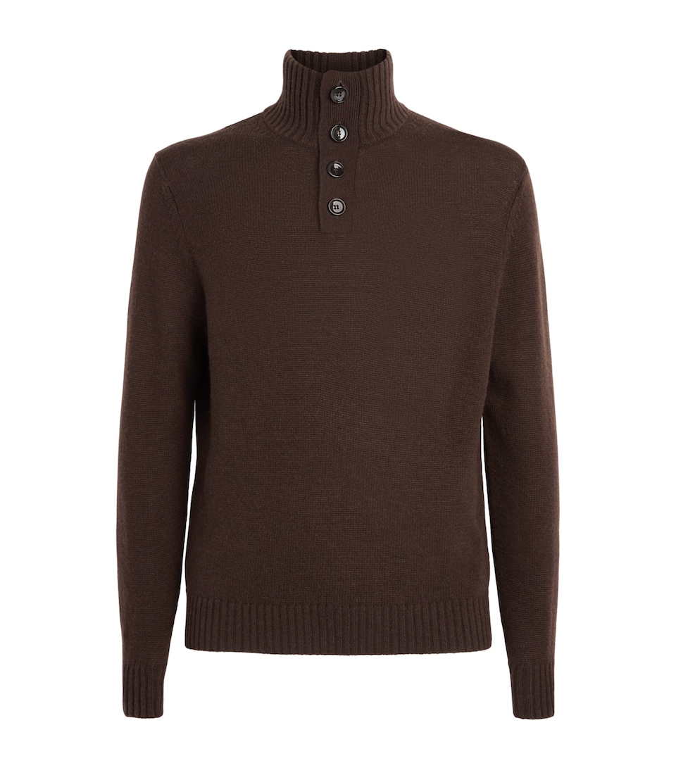 Allude Mens Wool-Cashmere High-Neck Sweater