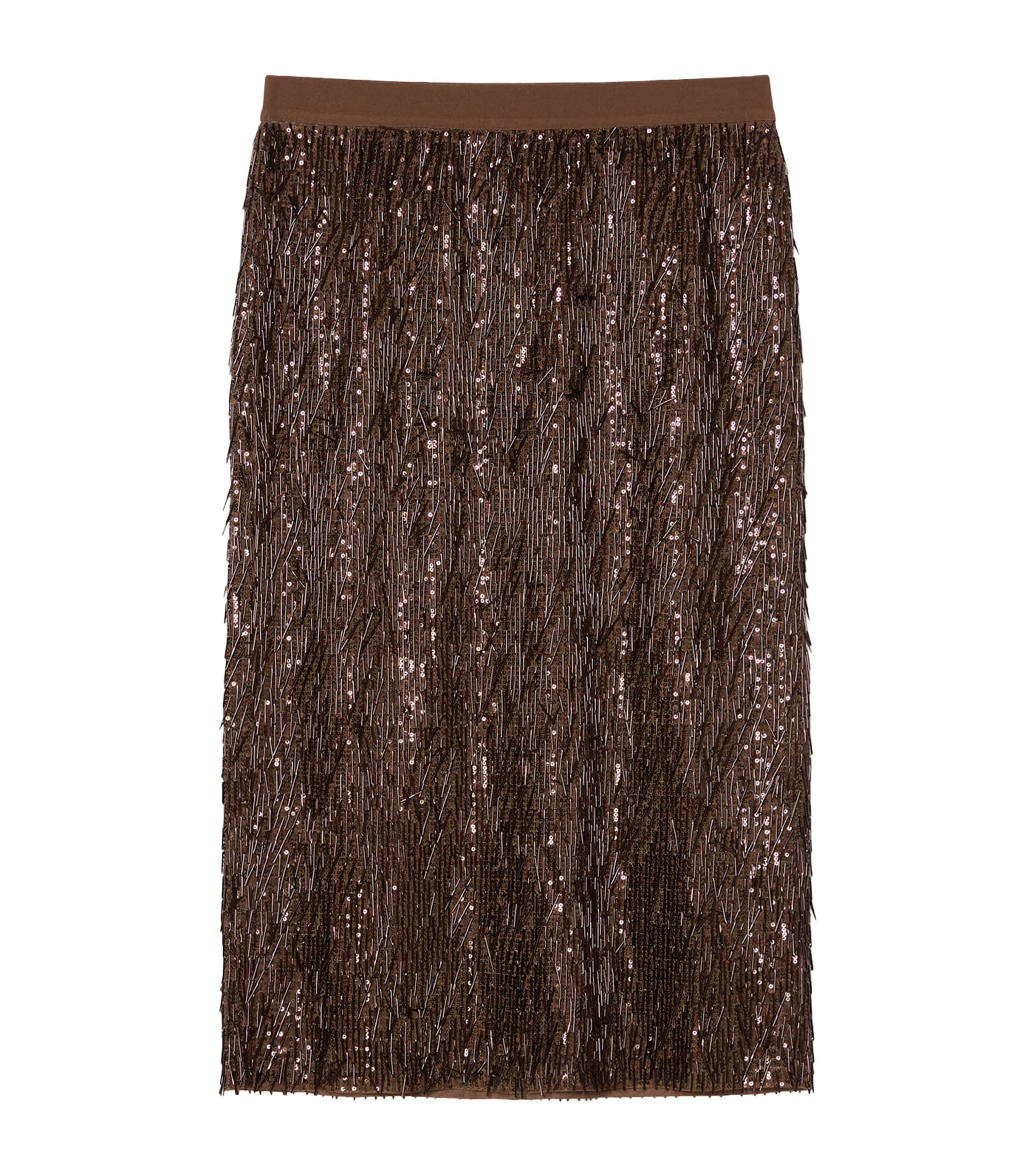Marina Rinaldi Womens Embellished Midi Skirt Cocoa