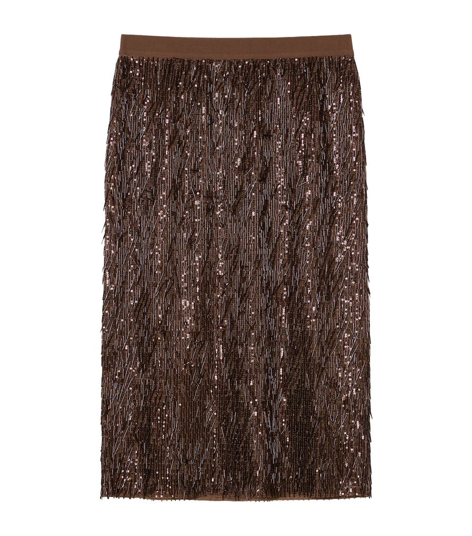 Marina Rinaldi Womens Embellished Midi Skirt Cocoa