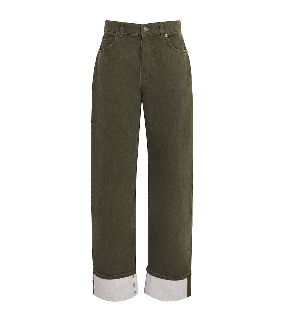 Tory Burch Womens Slim Cuffed Jeans Distressed Green