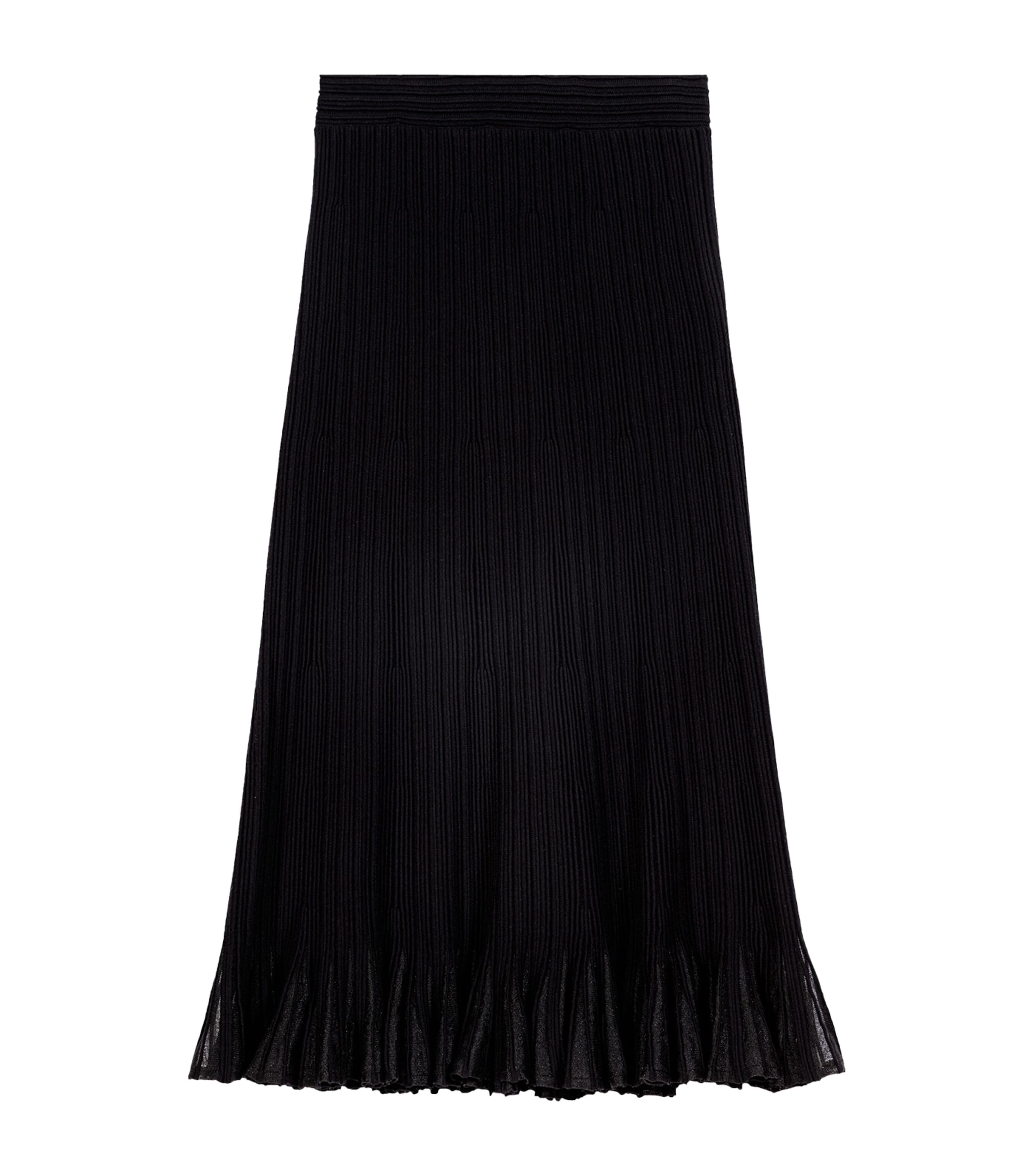 Maje Womens Plissé Midi Skirt Black