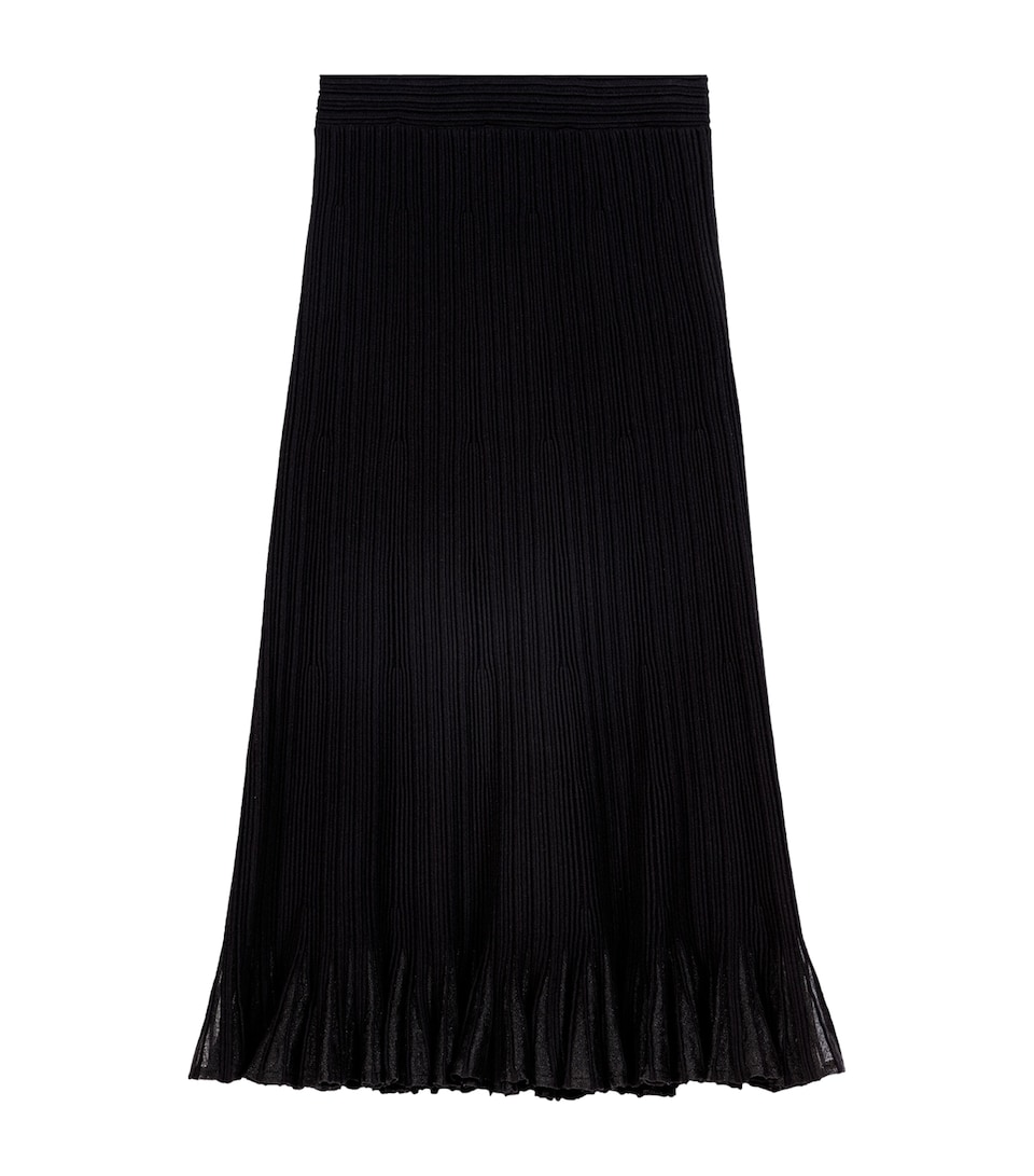 Maje Womens Plissé Midi Skirt Black