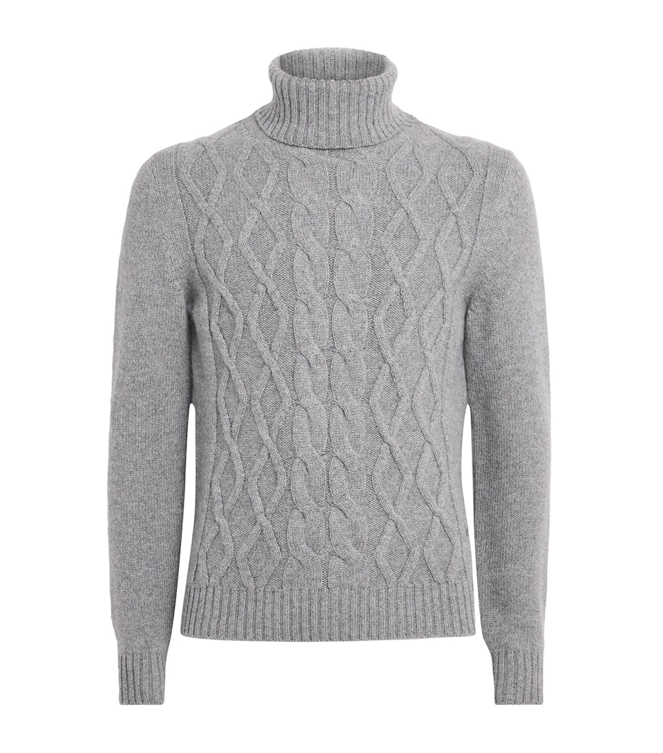 Isaia Mens Cashmere Cable-Knit Rollneck Sweater