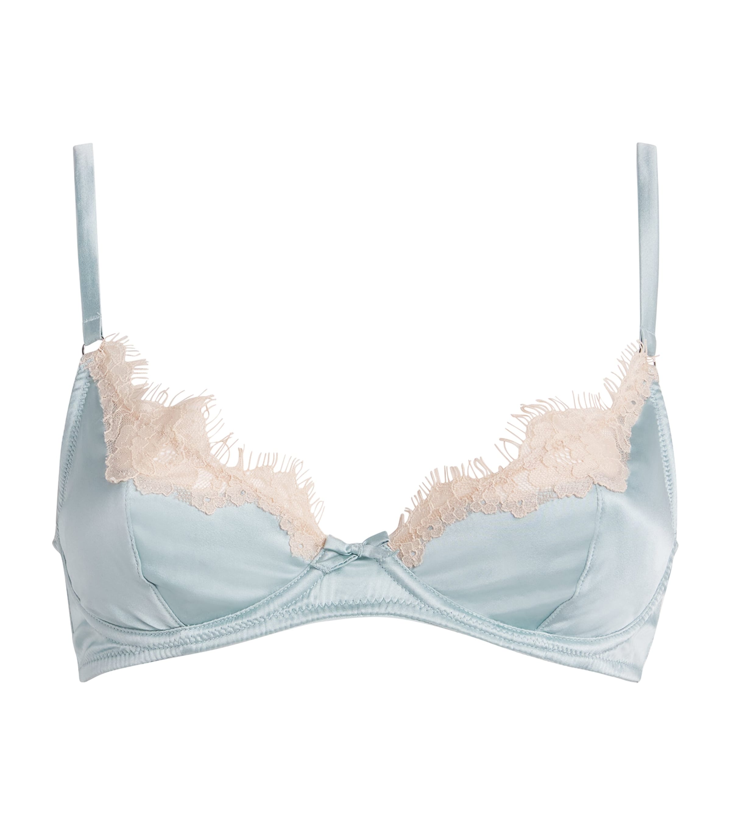 Fleur Du Mal Womens Silk Lace-Trim Juliet Demi Bra Frosted Mint