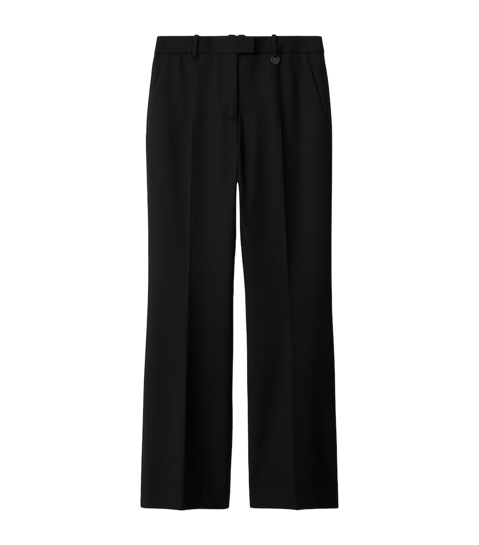 Burberry Womens Stretch-Twill Straight Tailored Trousers Black