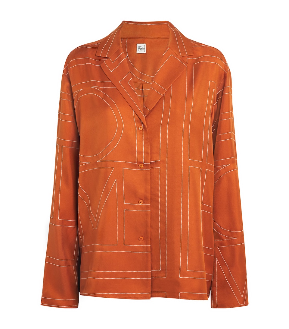 Silk Embroidered Monogram Shirt