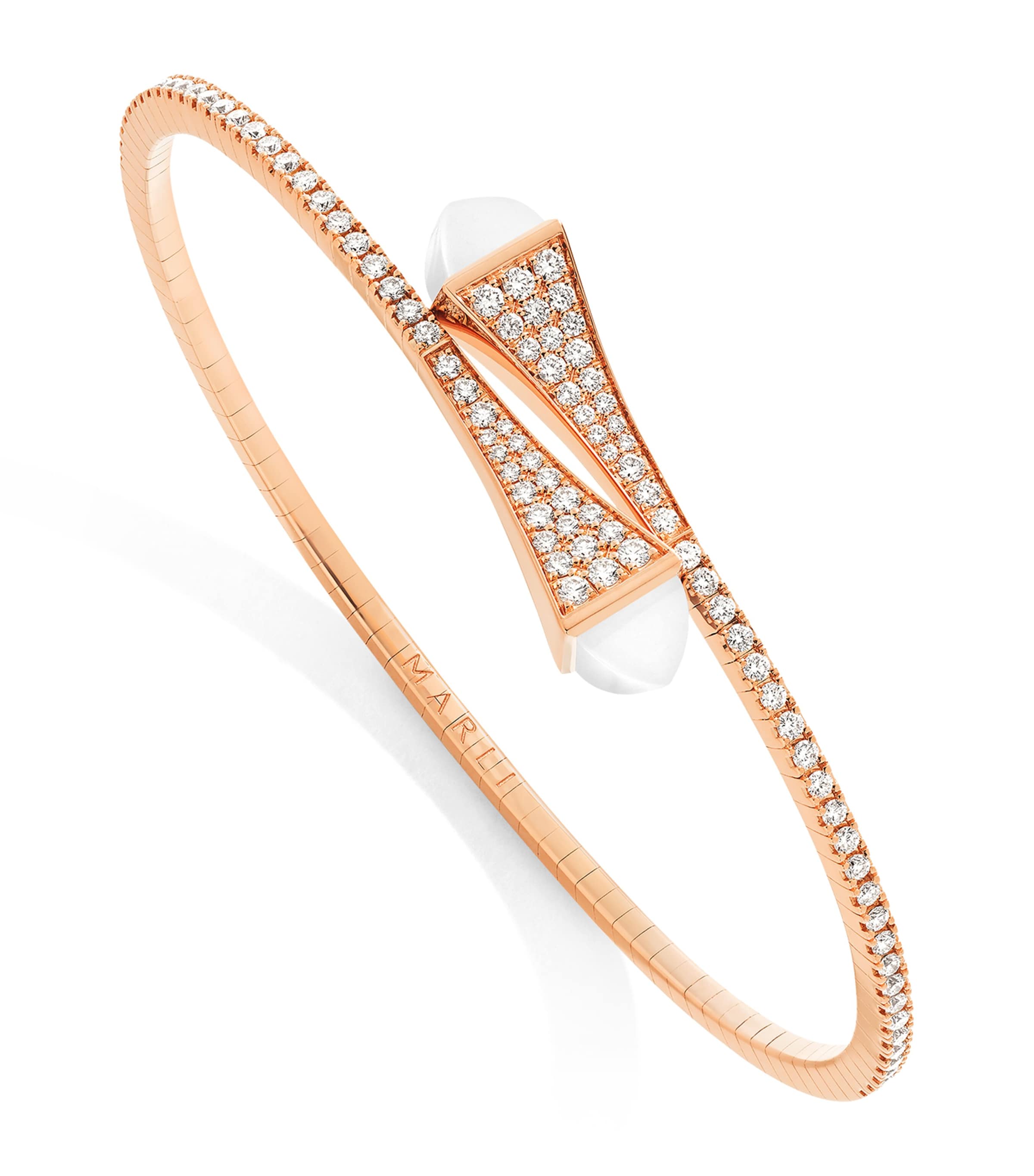 Midi Rose Gold, Diamond and Agate Cleo Slip-On Bracelet