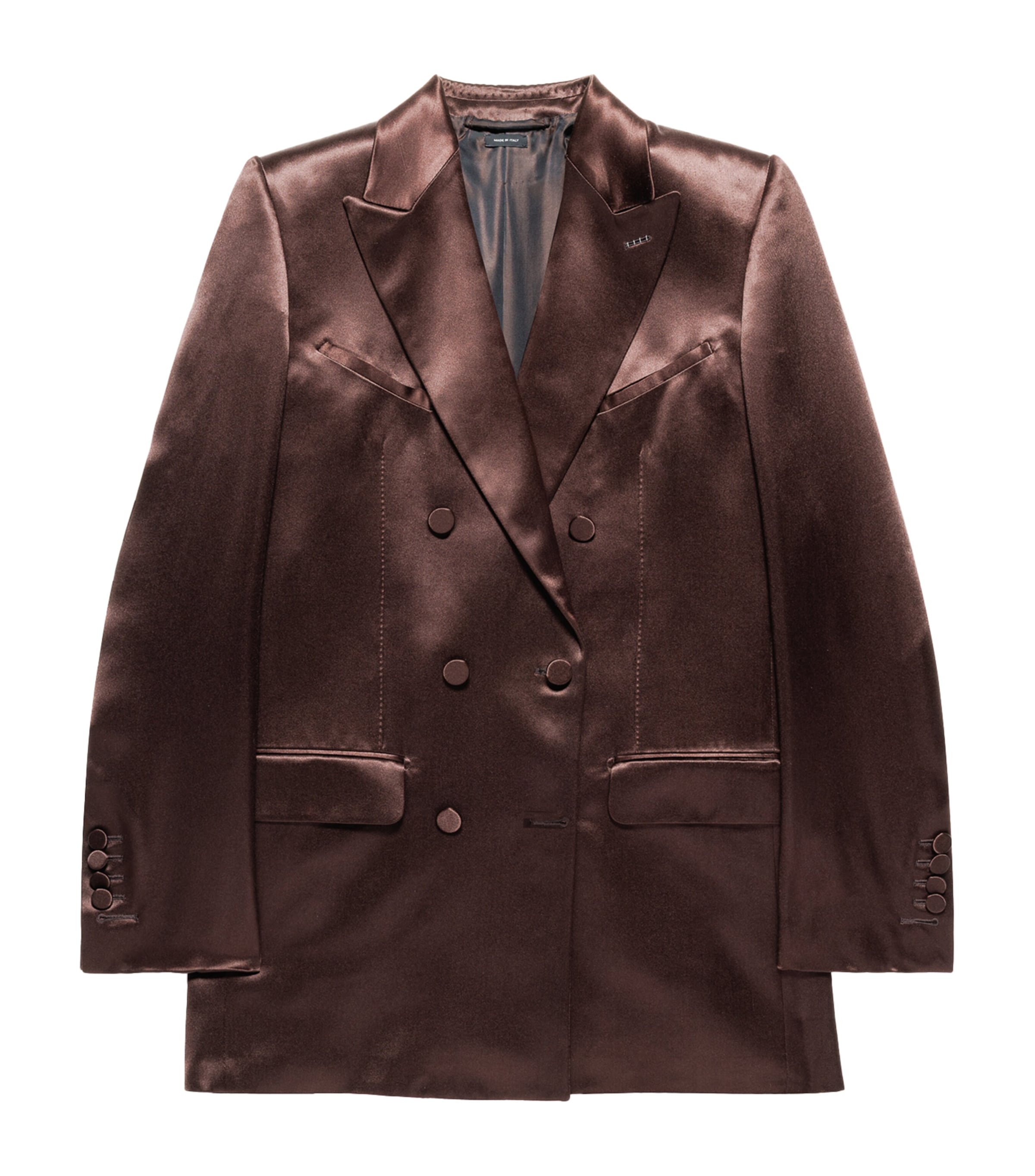TOM FORD Womens Silk Satin Double-Breasted Blazer Ear