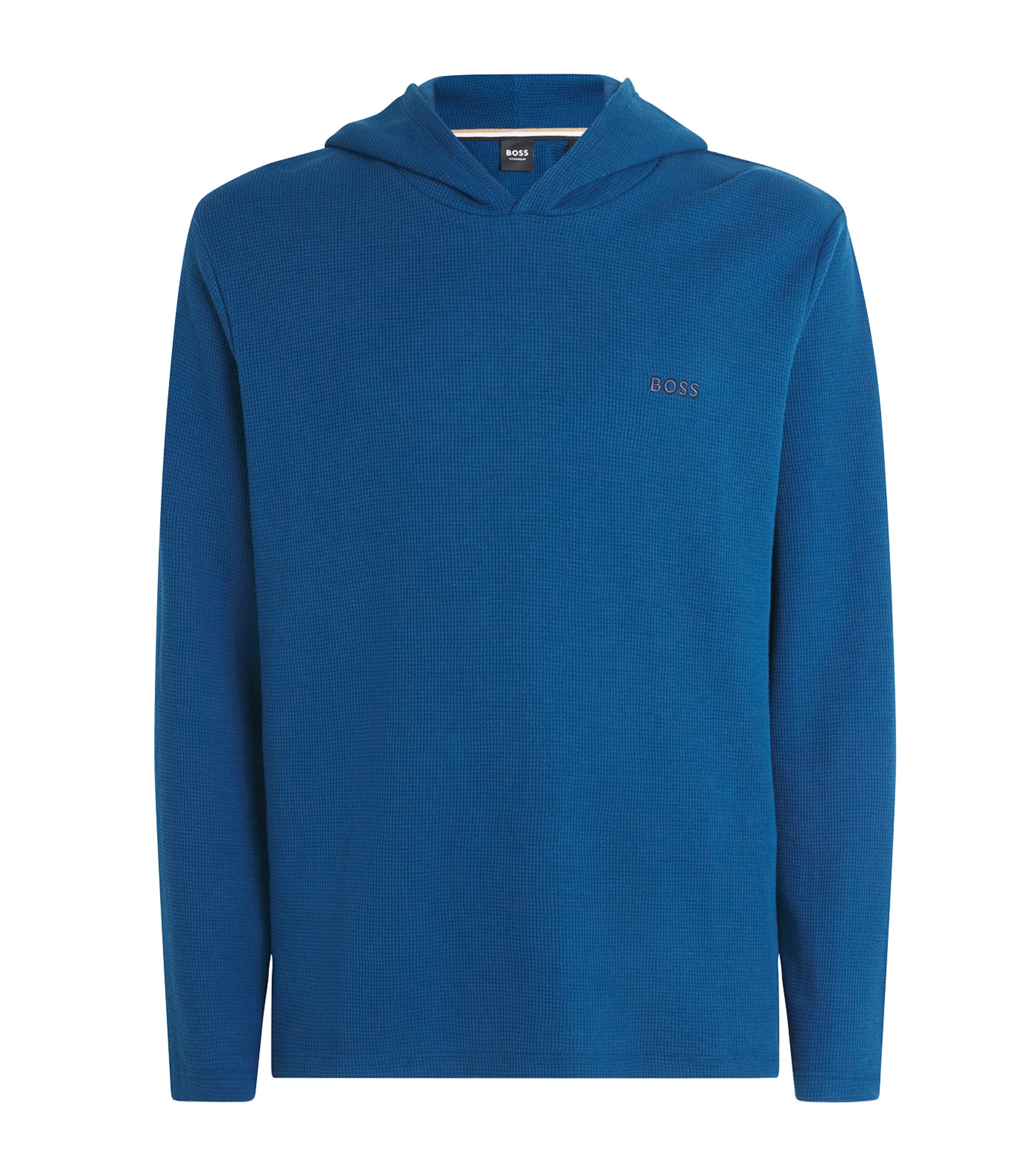 BOSS Mens Waffle-Knit Logo Hoodie Turquoise/aqua