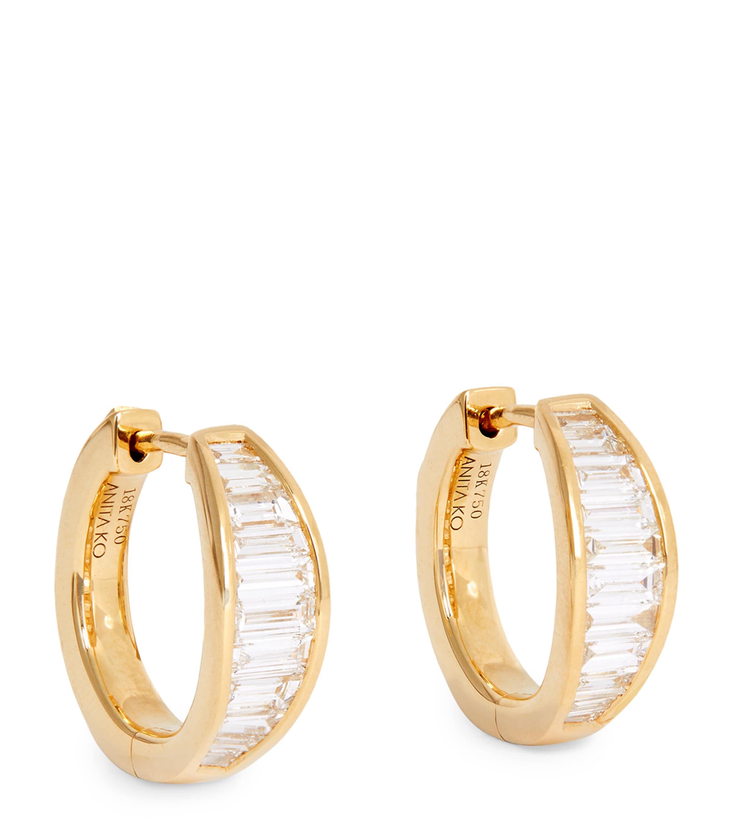 Yellow Gold and Diamond Huggie Earrings