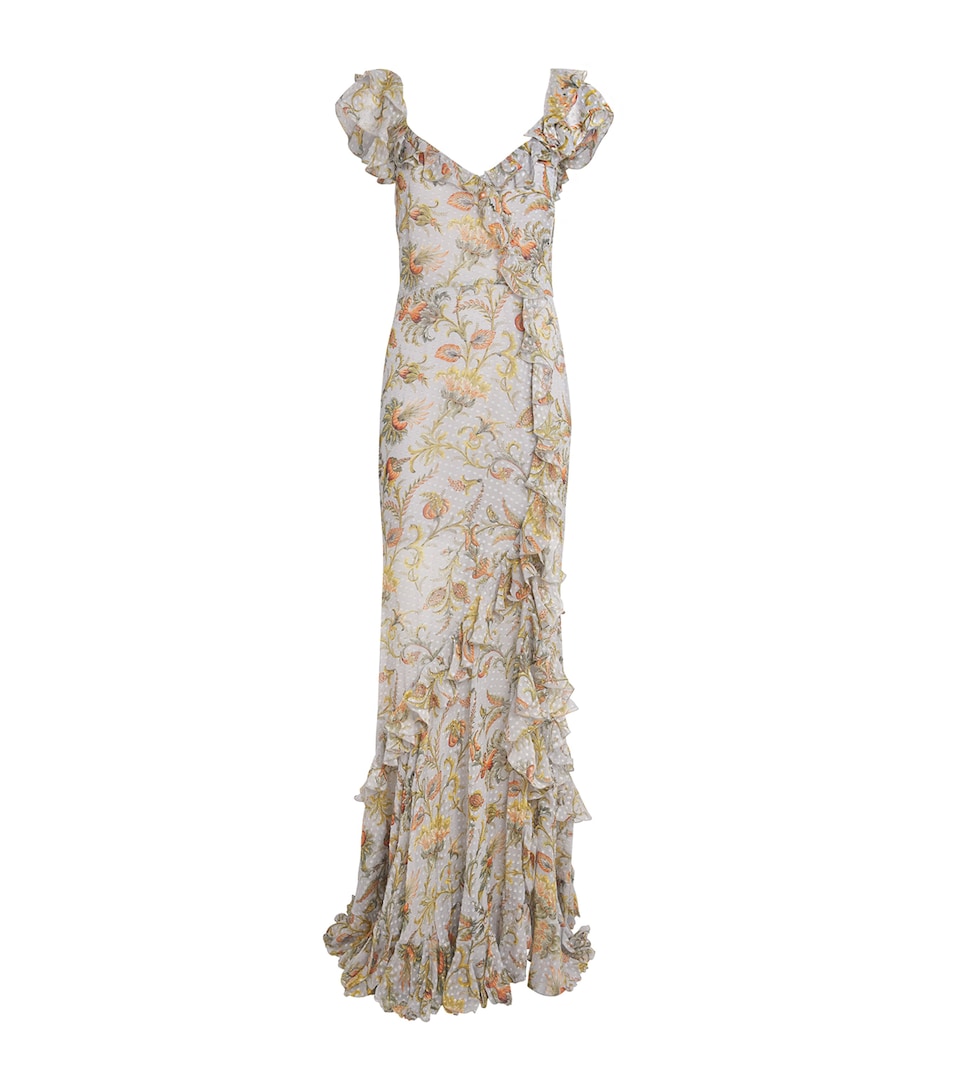 Silk-Blend Floral Maxi Dress