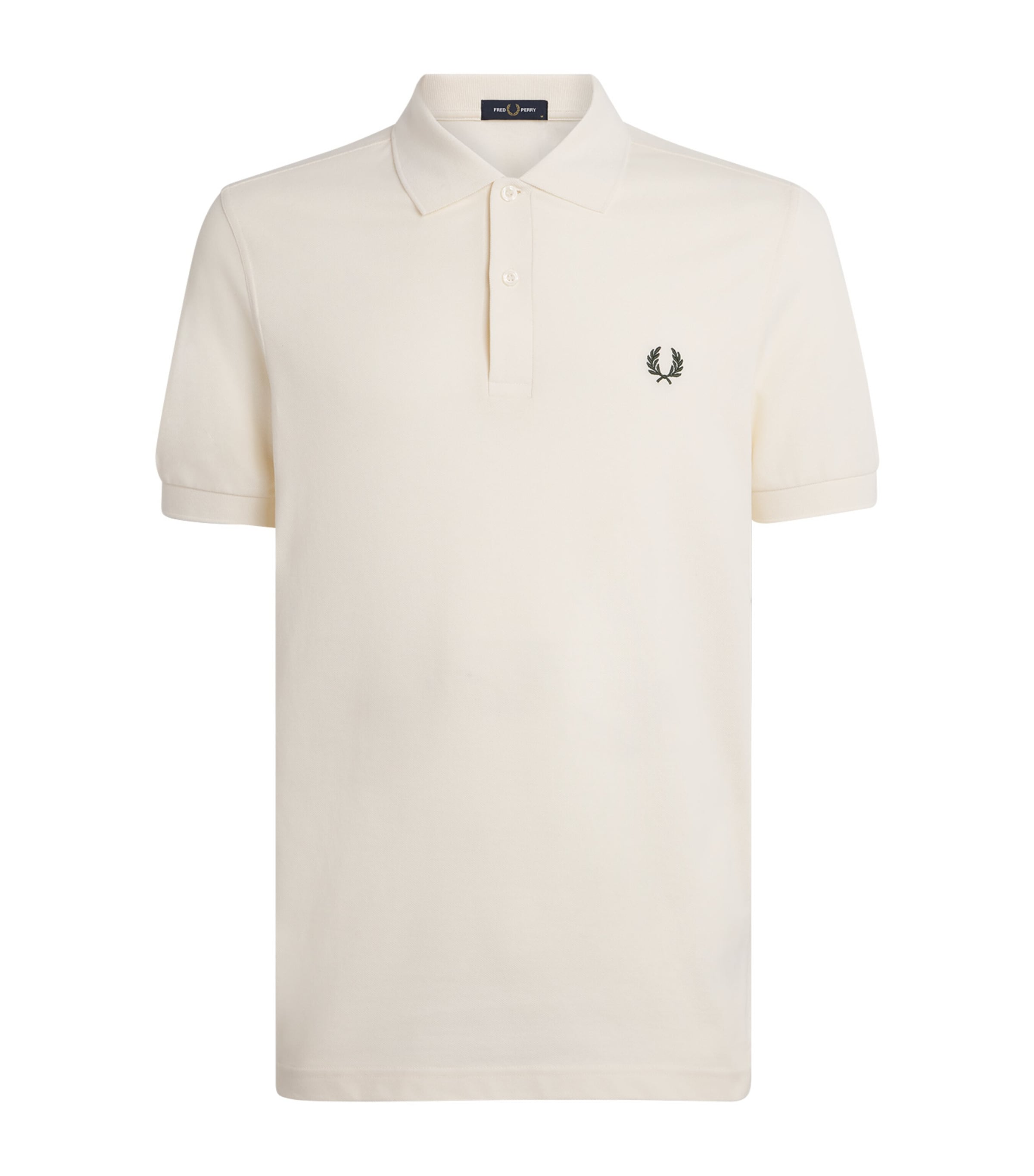 Fred Perry Mens Cotton Logo Polo Shirt Ecru/nghtgreen