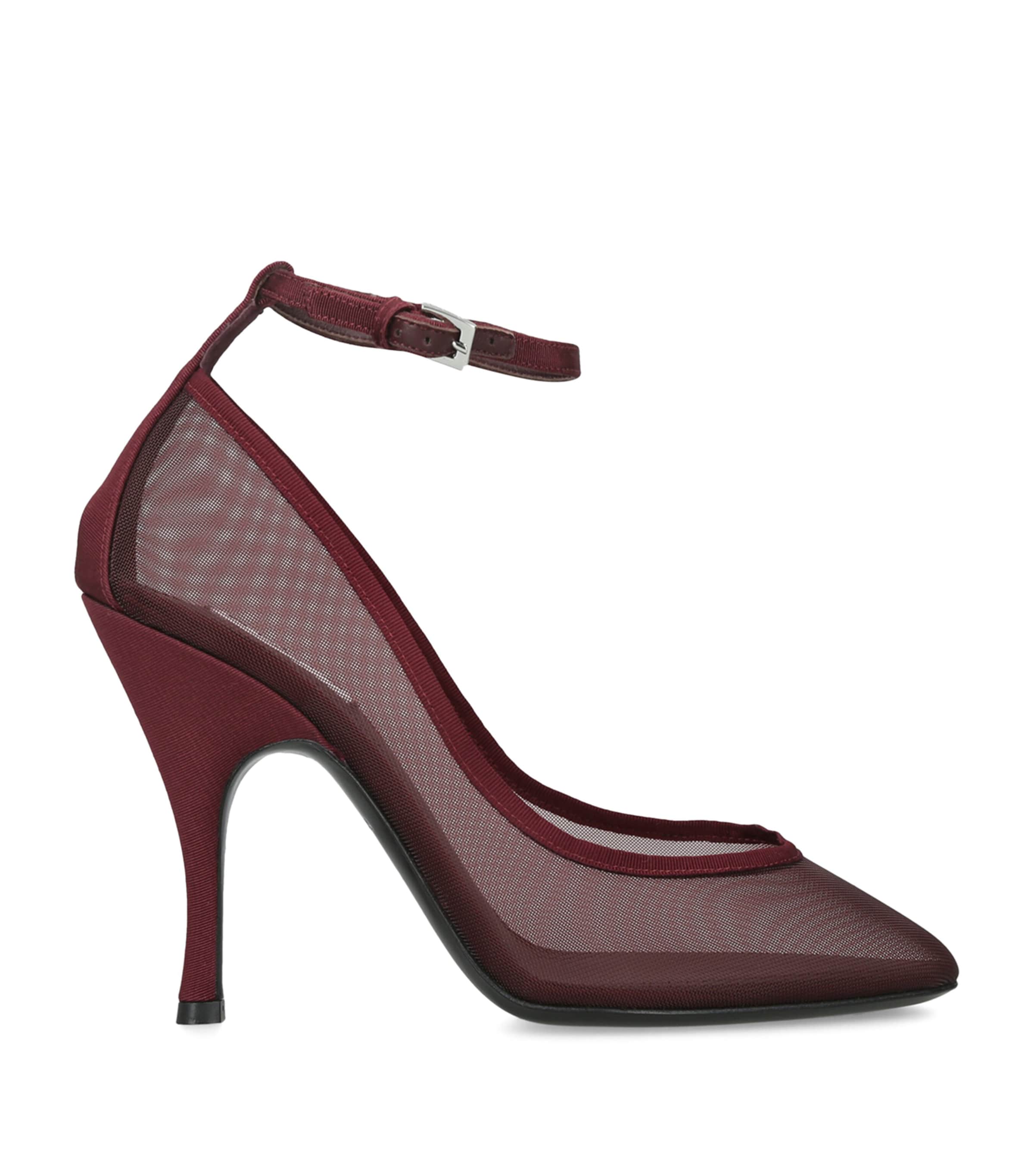 Alaïa Mesh Ankle-Strap Pumps 100 Wine