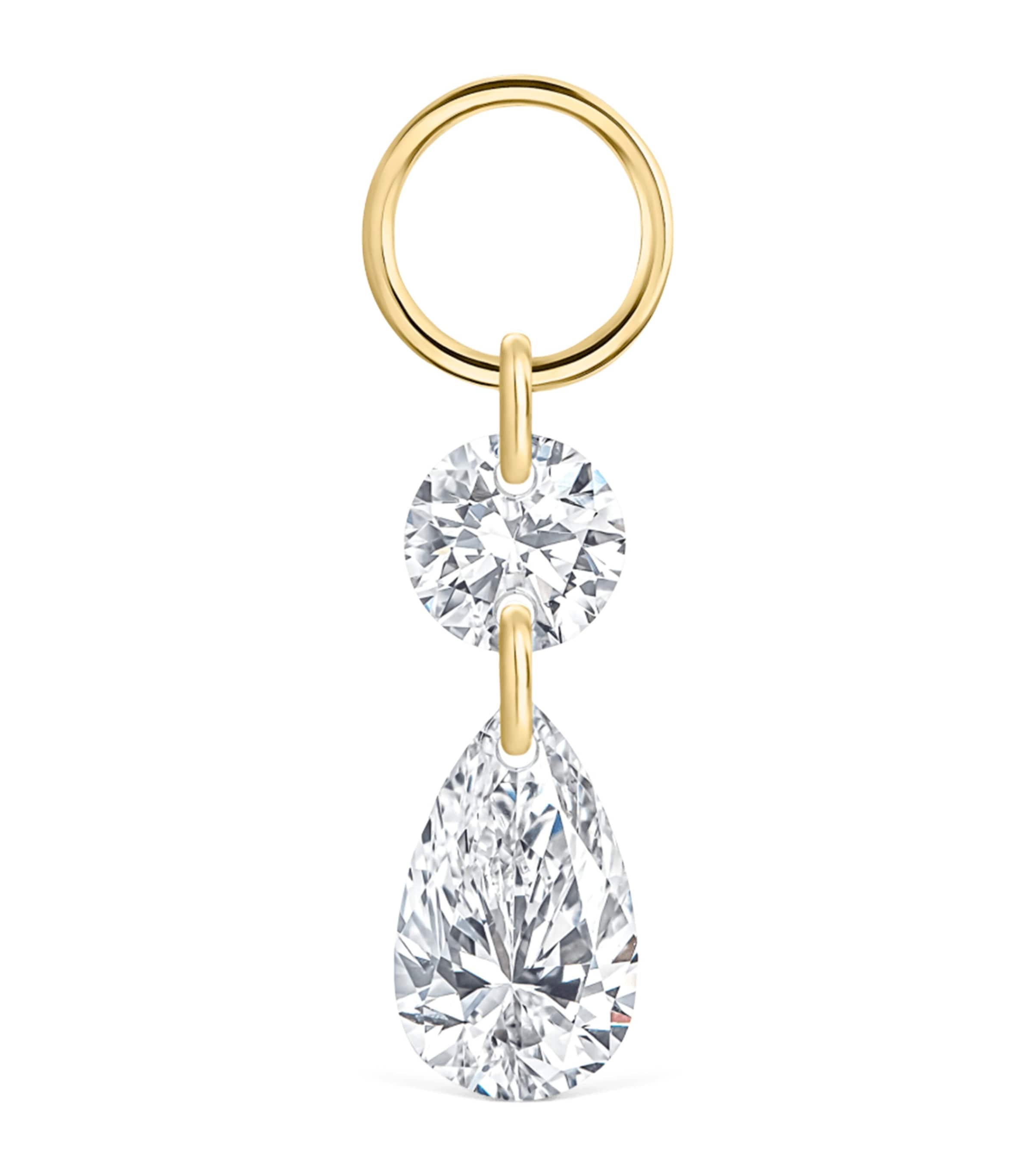 Maria Tash Petite Floating Double Diamond Single Earring Yellow Gold