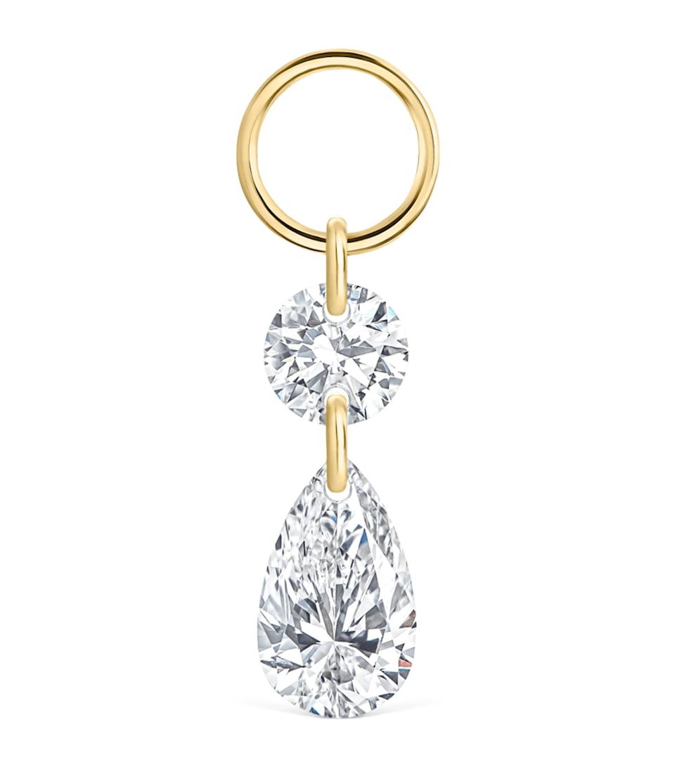 Maria Tash Petite Floating Double Diamond Single Earring Yellow Gold