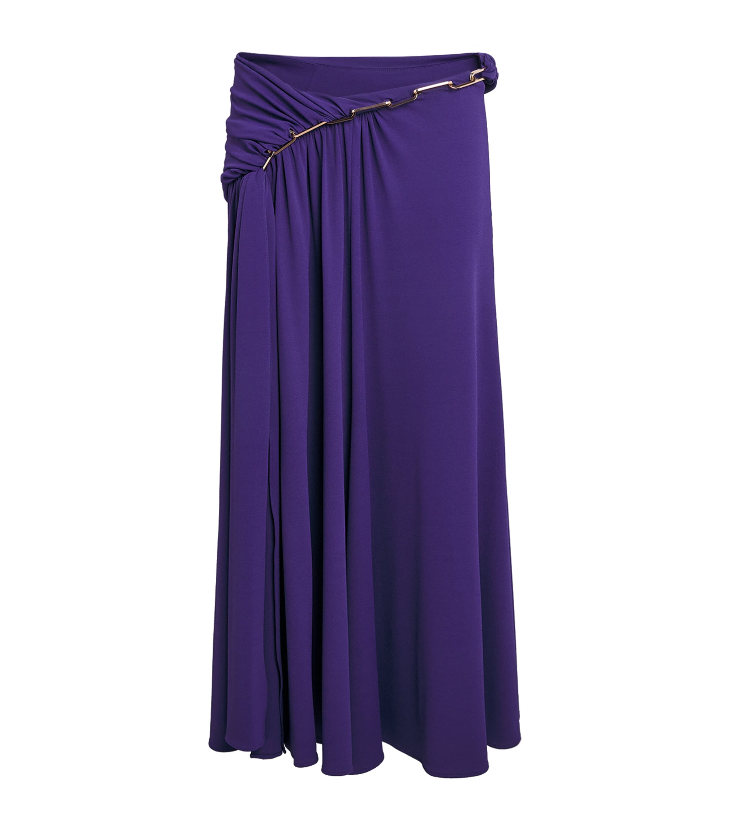 Rabanne Womens Draped Chain Midi Skirt Purple