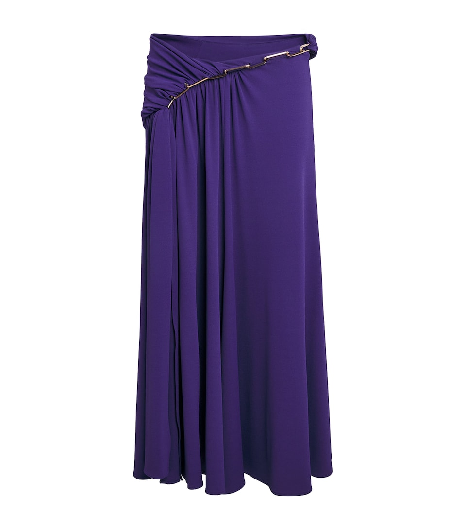 Rabanne Womens Draped Chain Midi Skirt Purple