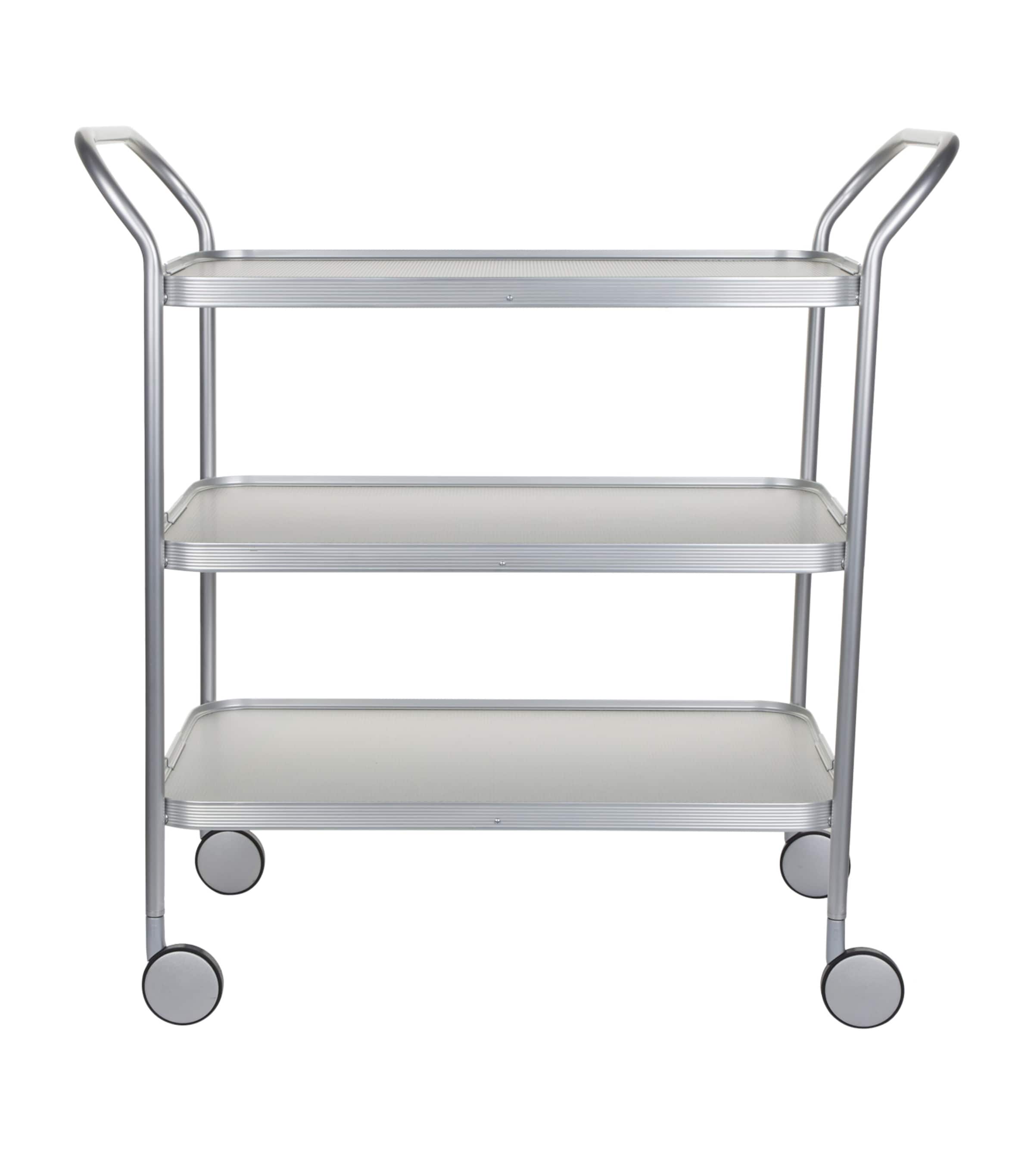Aluminium Diamond-Embossed Three-Tiered Trolley