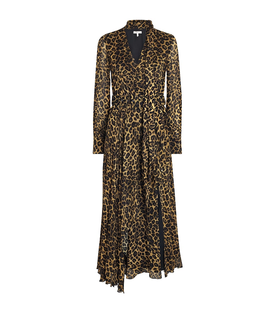 Toccin Womens Chiffon Leopard Jane Midi Dress Leopard