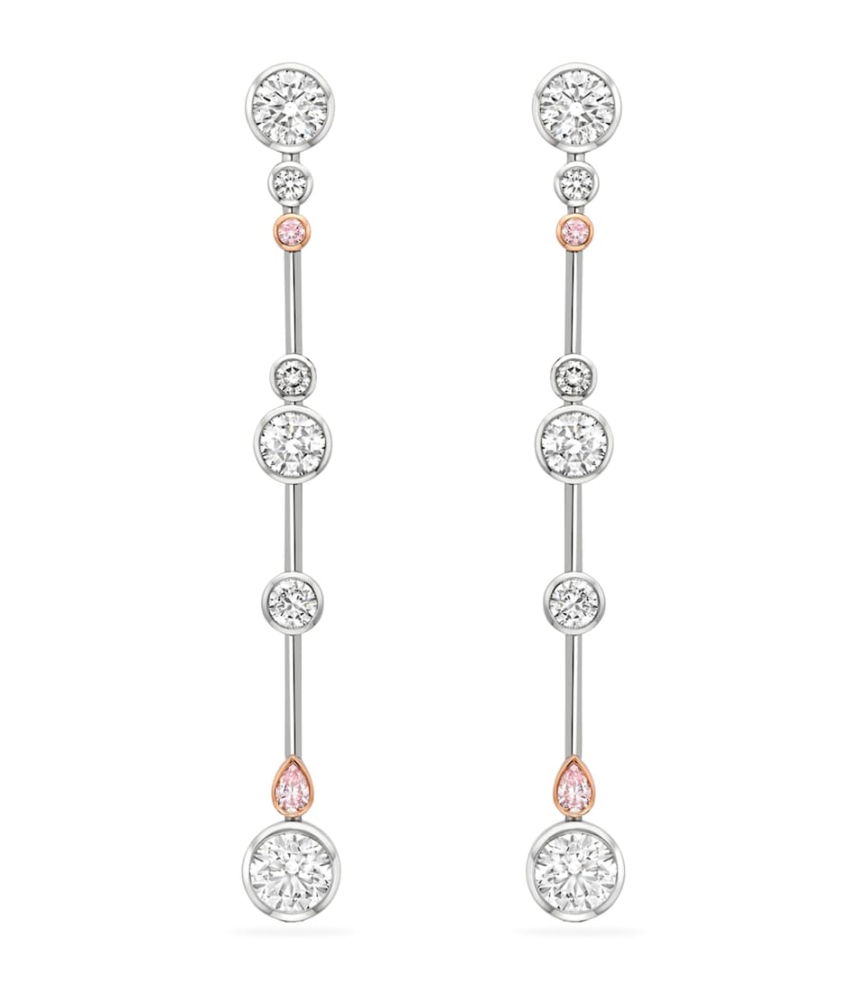 Platinum, Rose Gold and Diamond Raindance Earrings