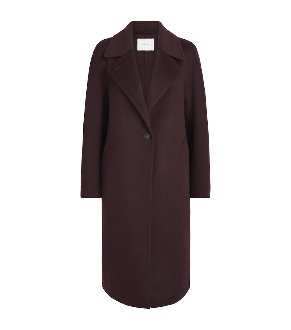 Joseph Womens Wool-Cashmere Franco Coat Mahogany