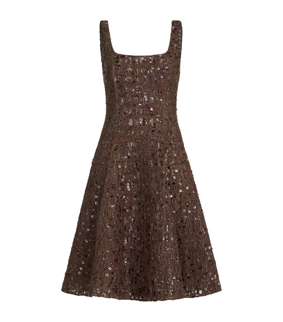 Mohair-Silk-Linen-Blend Midi Dress