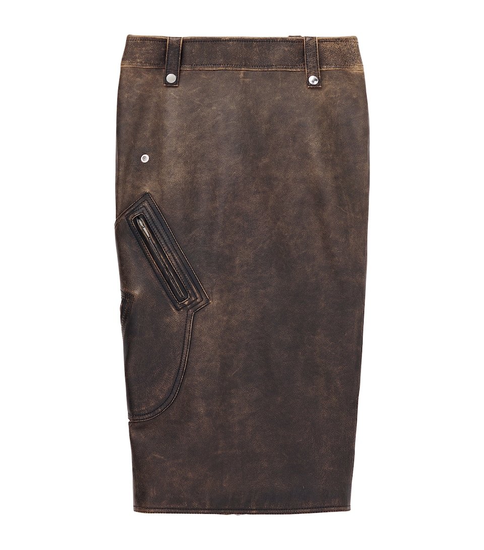 Leather Pencil Midi Skirt