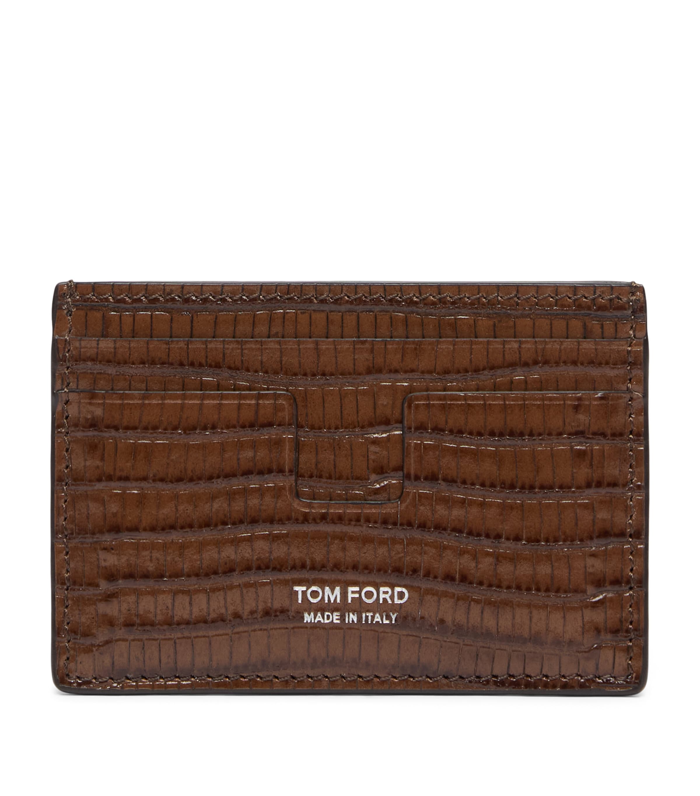 TOM FORD Calfskin Scale-Effect Card Holder Ebn