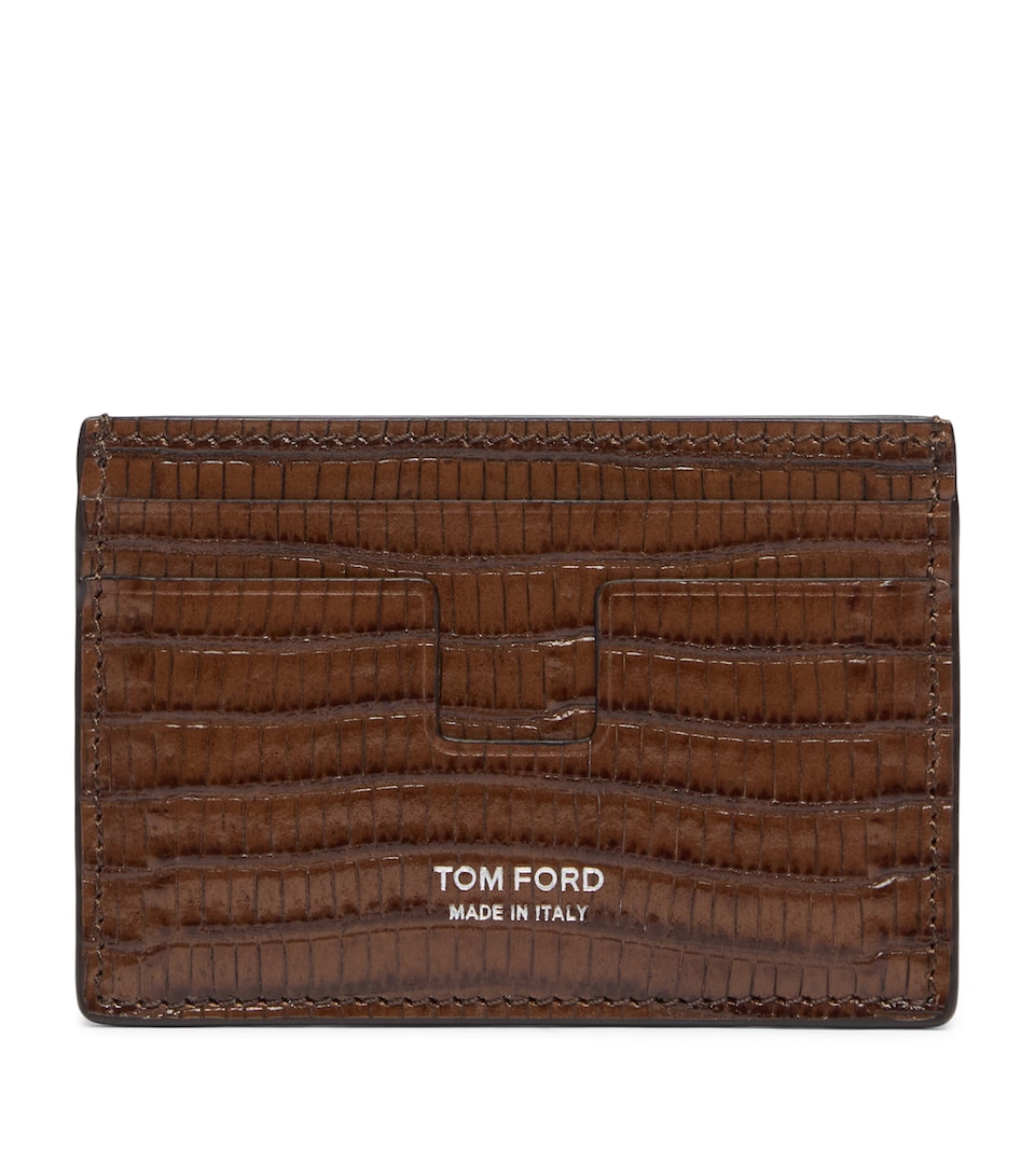 TOM FORD Calfskin Scale-Effect Card Holder Ebn