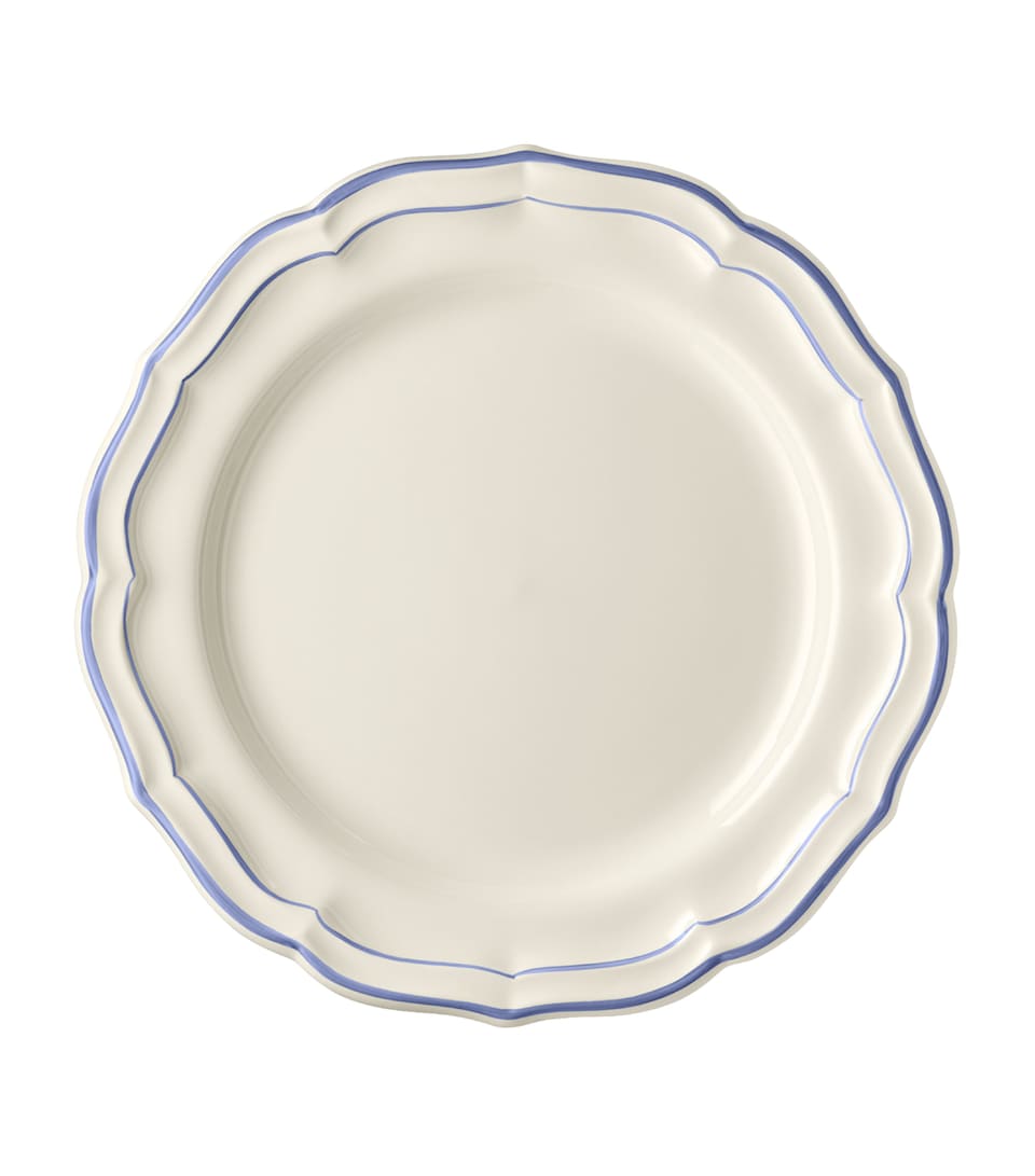 Gien Set of 4 Filet Bleu Dinner Plates (26cm) White, Blue